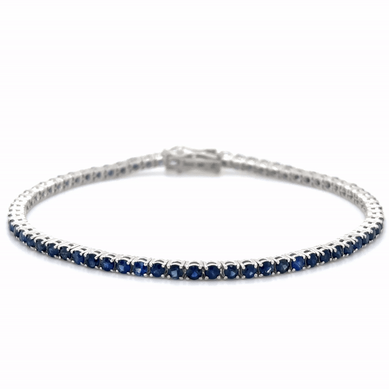 Pulsera De Zafiro De Oro Blanco De 14Kt 3.88 Ct.