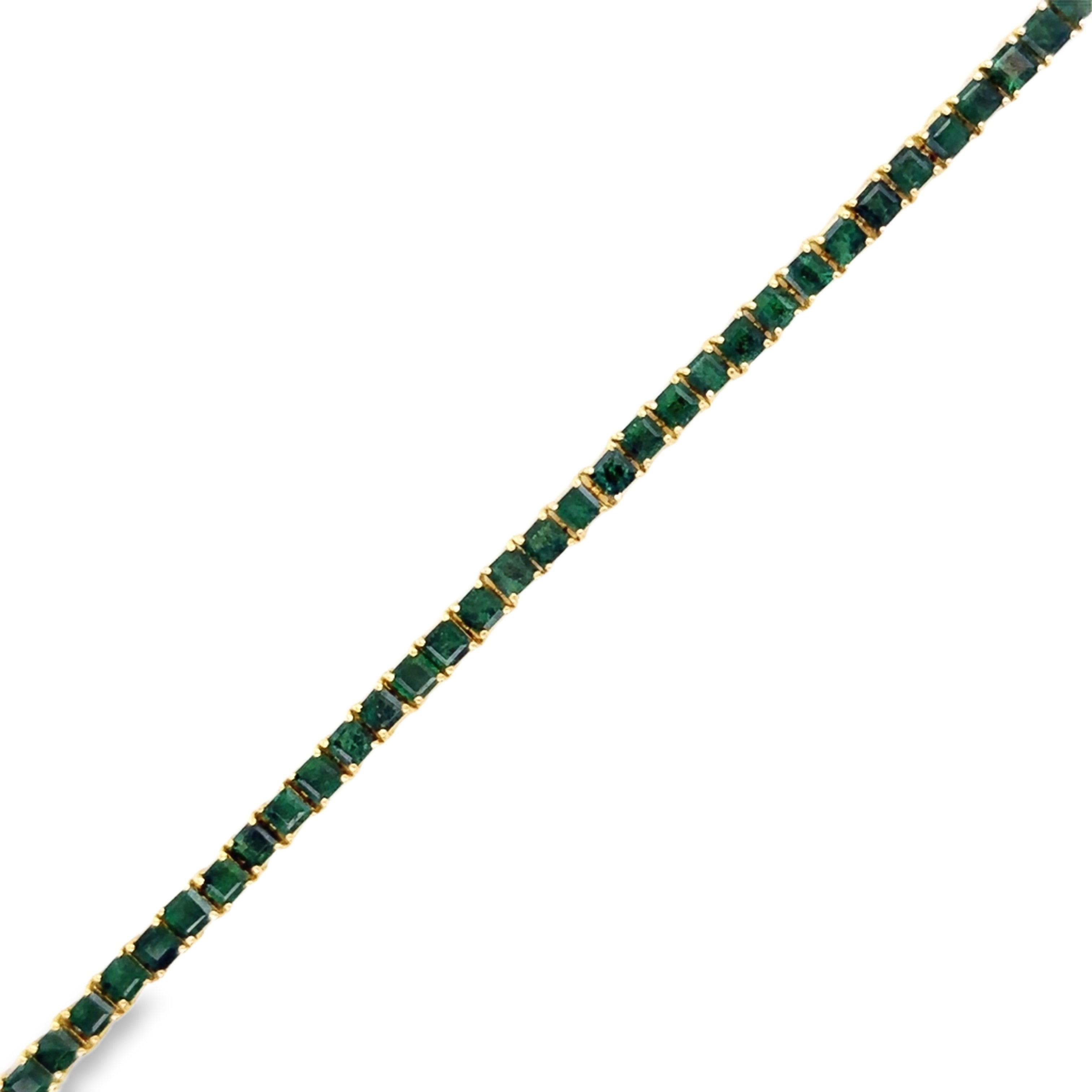 Brazalete De Tenis Esmeralda De Oro Amarillo De 14 K
