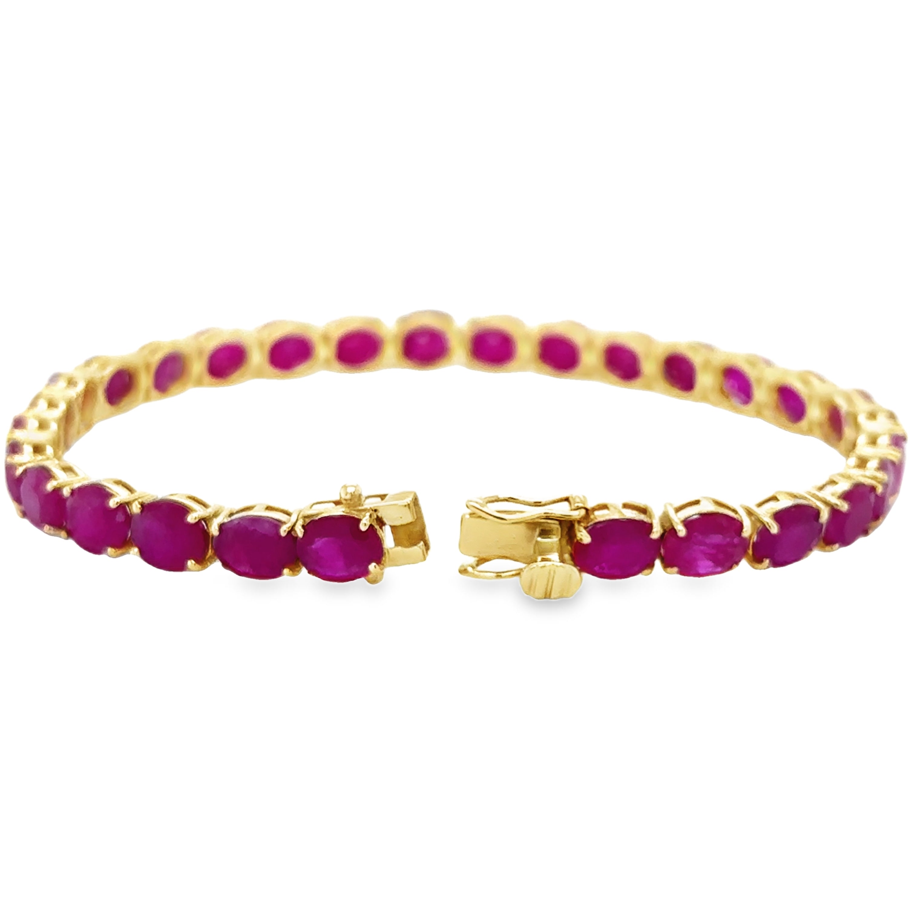 Pulsera Ovalada Rubí Oro Amarillo De 14Kt 21 Ct.