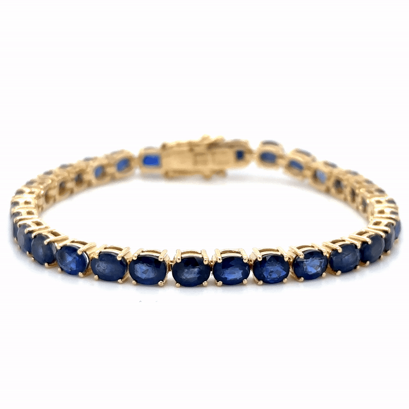 Pulsera De Zafiro De Oro Amarillo De 14Kt 15.55 Ct.