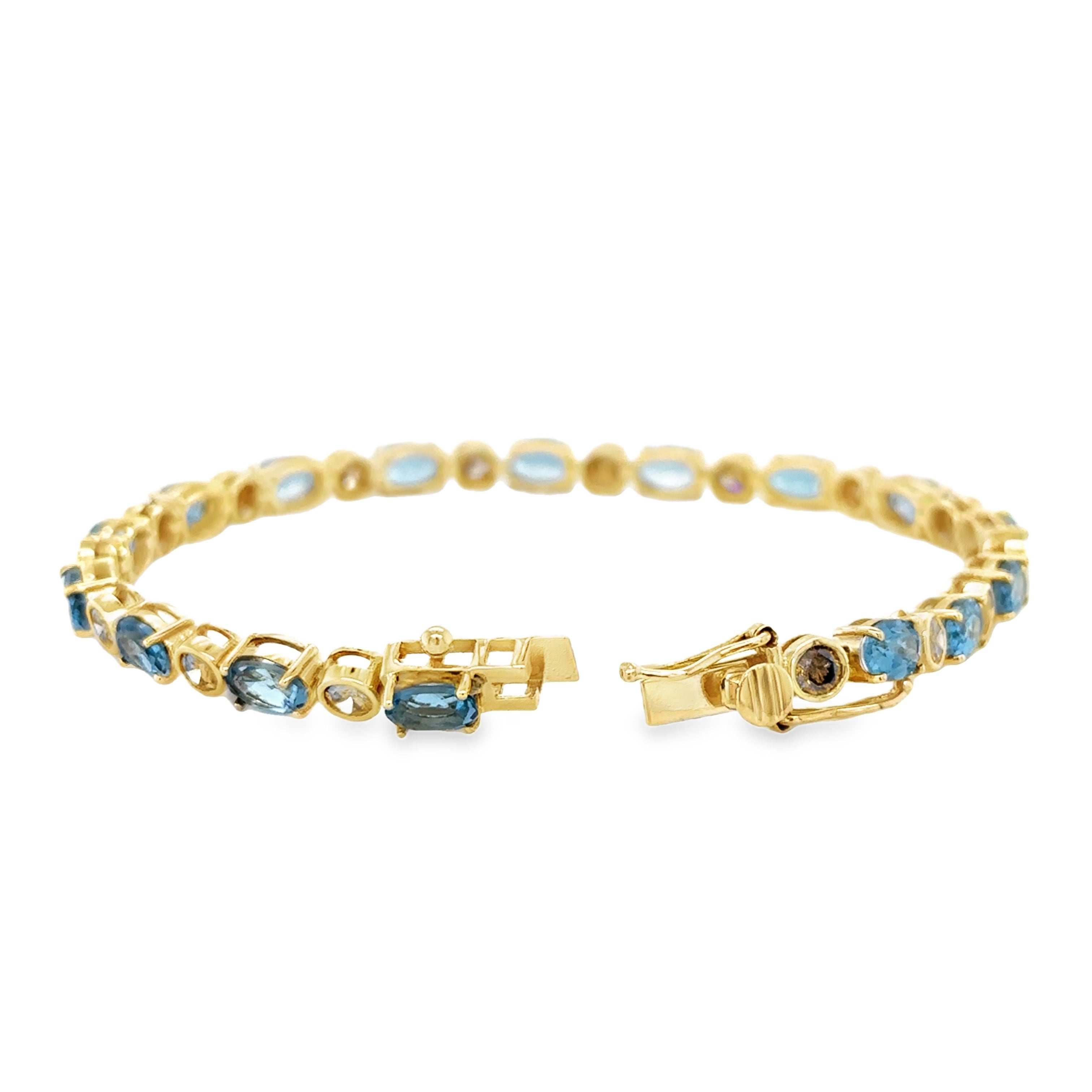 Pulsera De Diamantes De Topacio Y Chocolate En Oro Amarillo De 14 Kt 11.9 Ct.