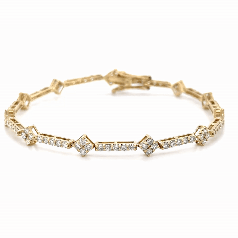 Pulsera De Diamantes En Oro Amarillo De 14 K 2.5 Ct.