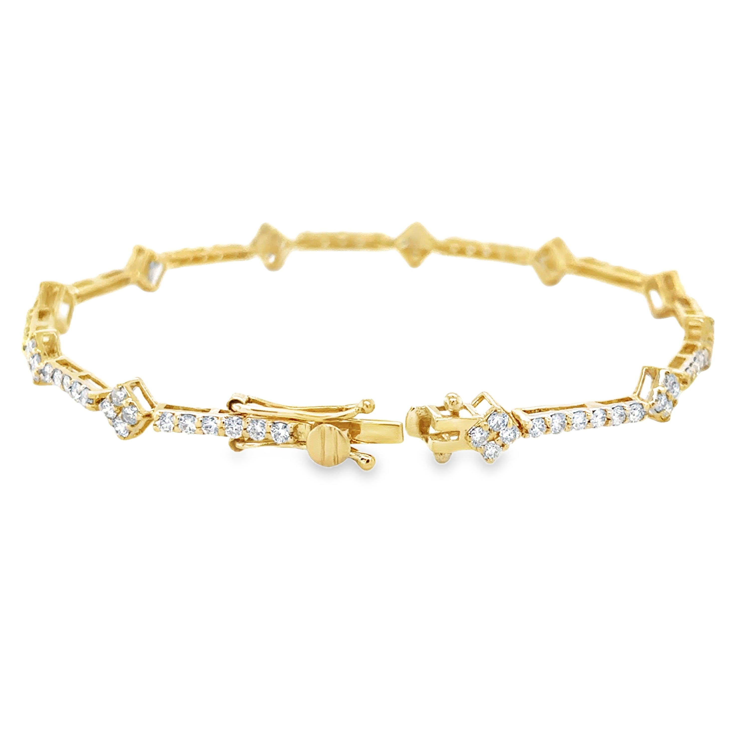 Pulsera De Diamantes En Oro Amarillo De 14 K 2.5 Ct.