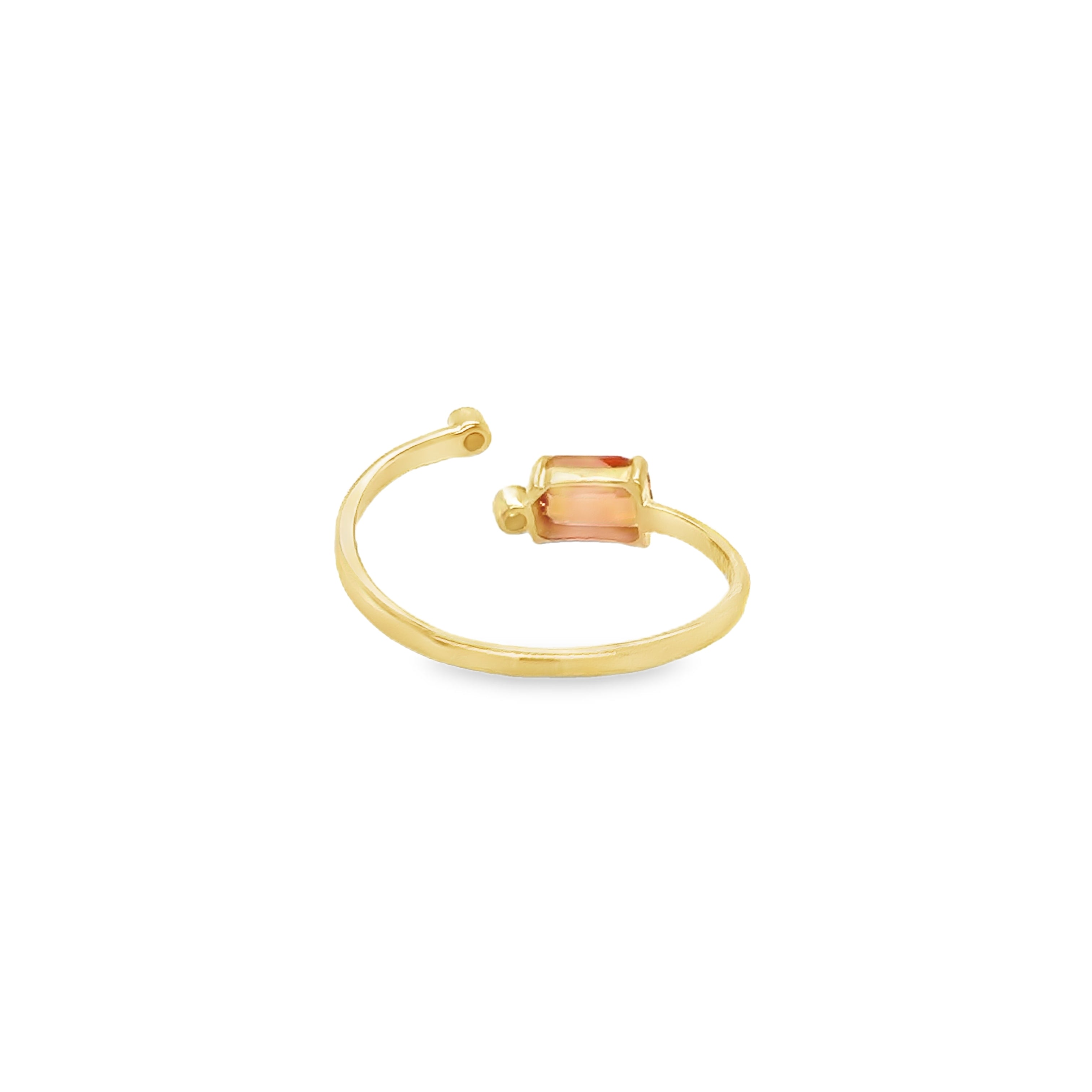 Anillo De Oro Amarillo De 14 Quilates Zafiro Naranja Y Diamantes 0.75 Ct.