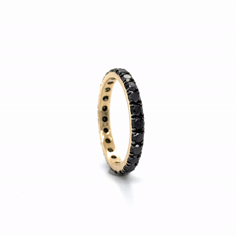 Anillo Eternity De Oro Amarillo De 14 K Y Diamantes Negros