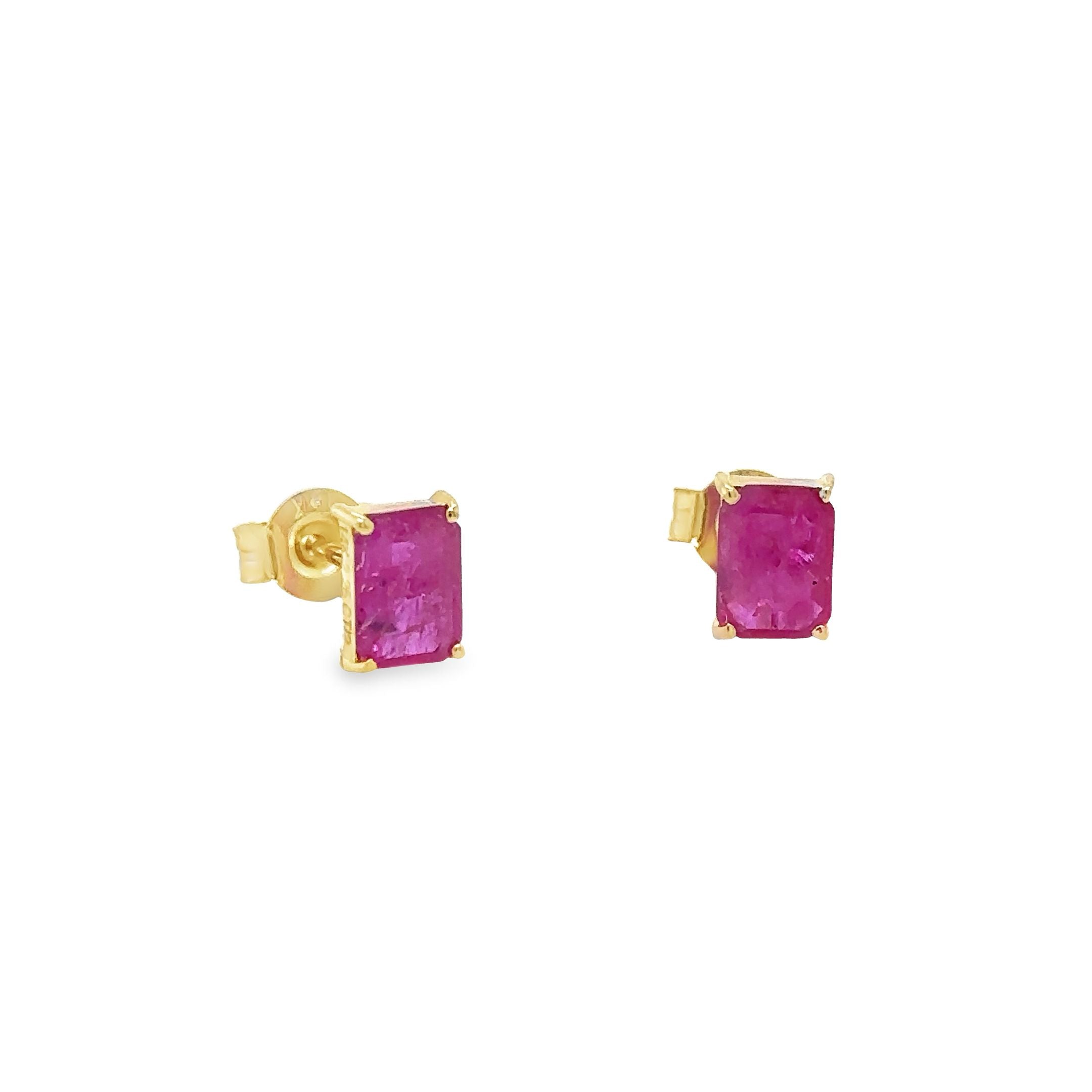 Pendientes Rubí Oro Amarillo De 14Kt 2.25 Ct.