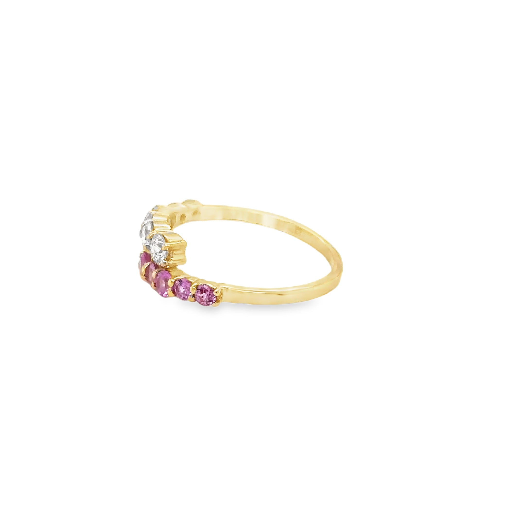 Anillo Oro Amarillo De 14 Quilates Zafiro Rosa Y Diamantes 1 Ct.