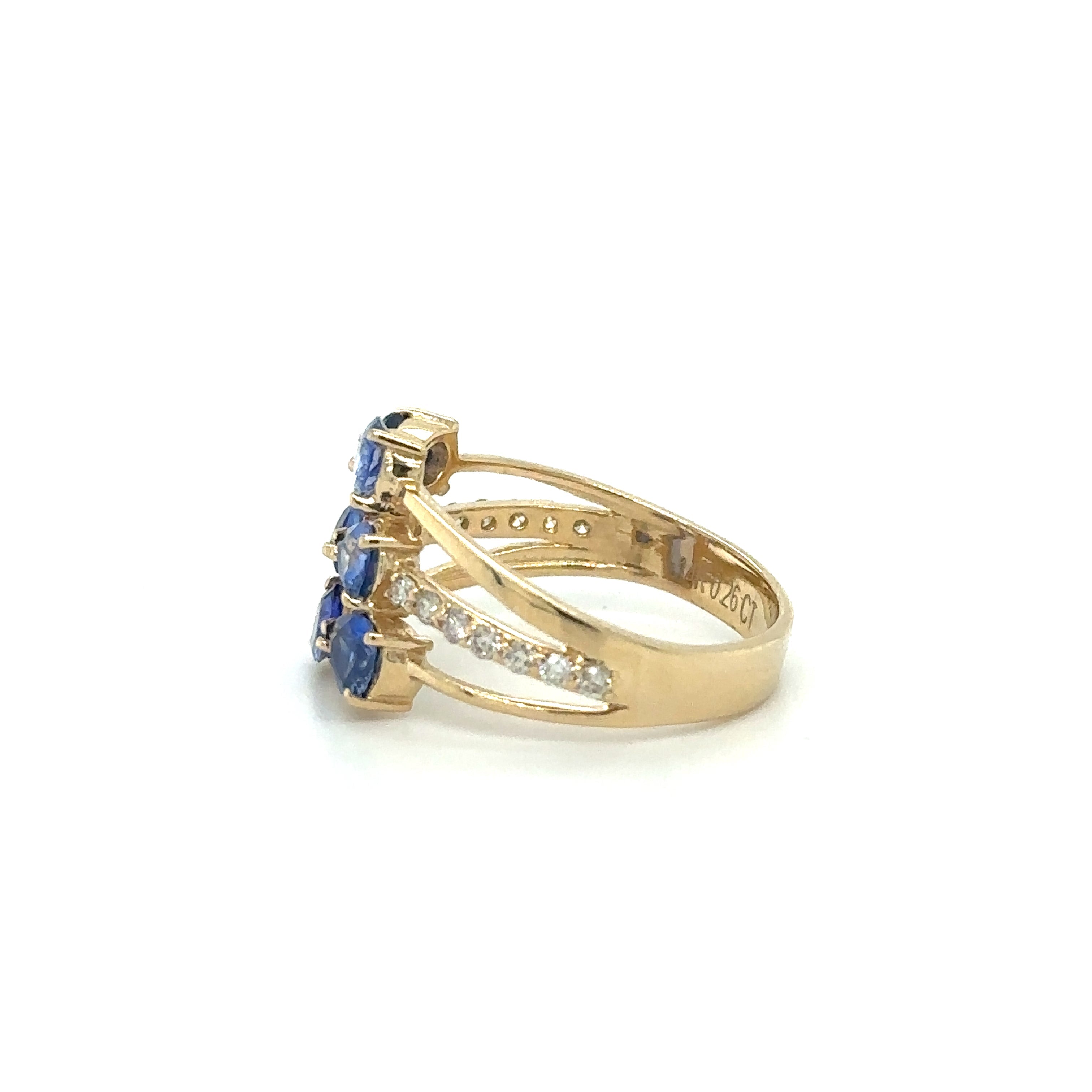 Anillo De Oro Amarillo Y Diamantes De Zafiro 2.46 Ct.