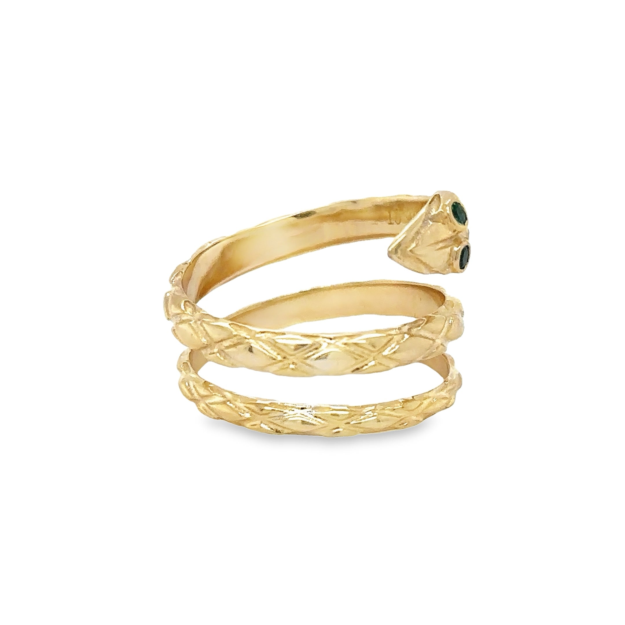 Anillo De Serpiente Con Esmeralda De Oro Amarillo De 14K 0.05 Ct.