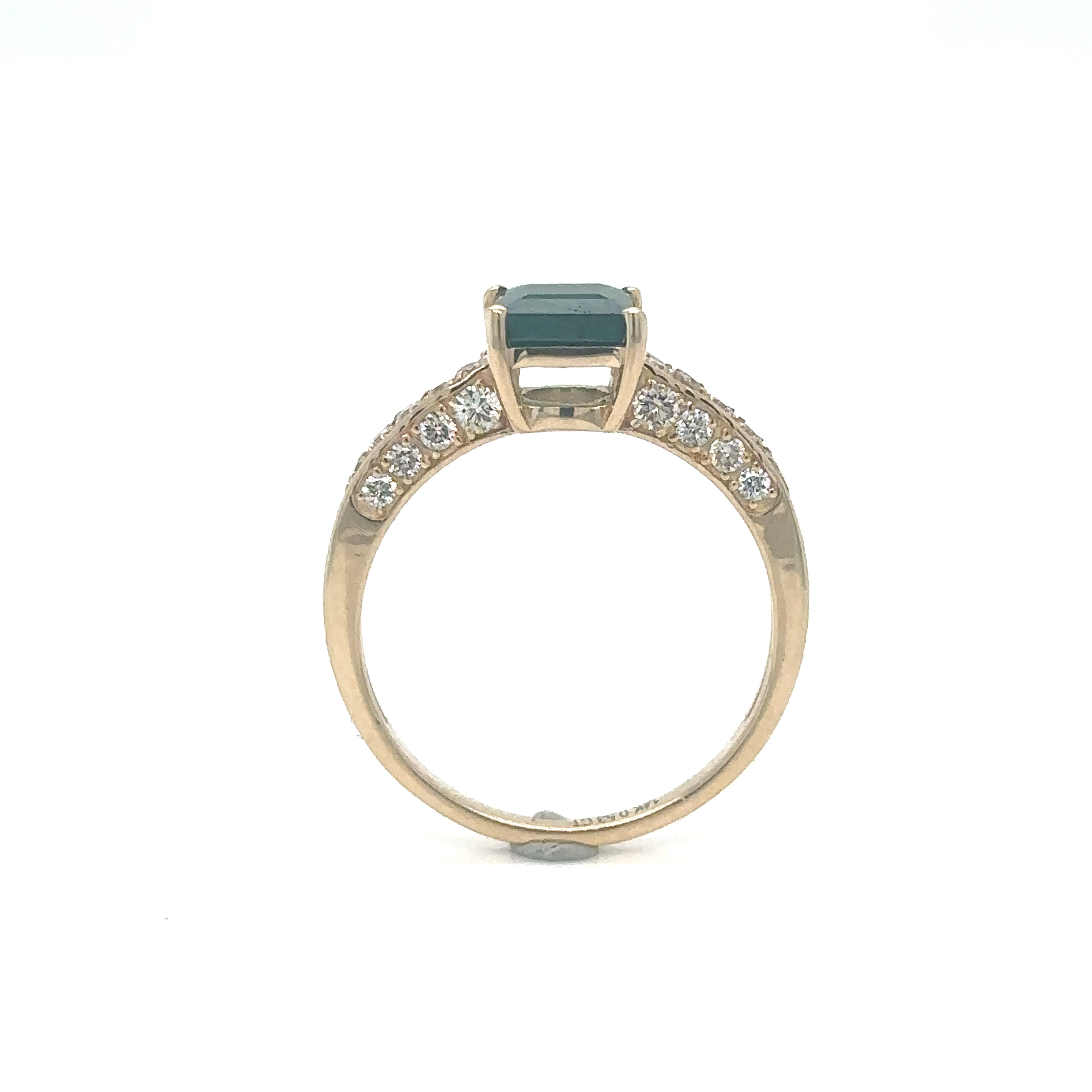 Anillo De Esmeralda De Oro Amarillo De 14K Con Diamantes 1.63 Ct.