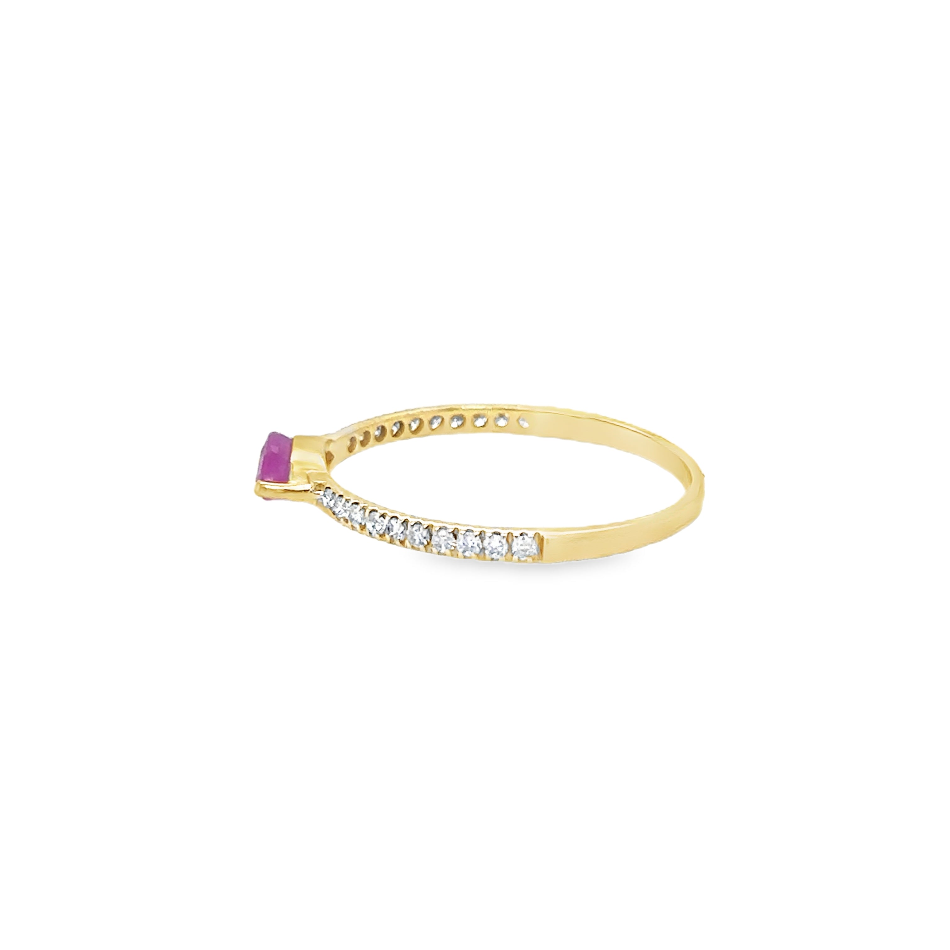 Anillo Oro Amarillo De 14 Quilates Zafiro Rosa Y Diamantes 0.63 Ct.
