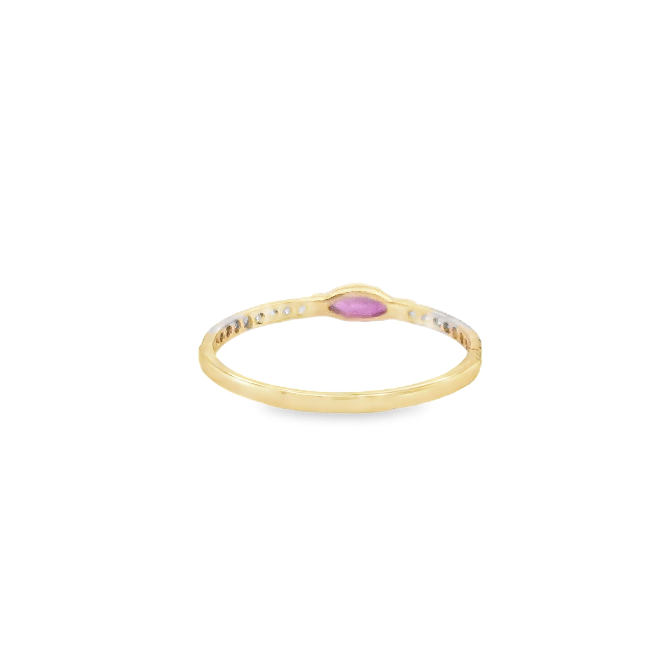 Anillo Oro Amarillo De 14 Quilates Zafiro Rosa Y Diamantes 0.63 Ct.