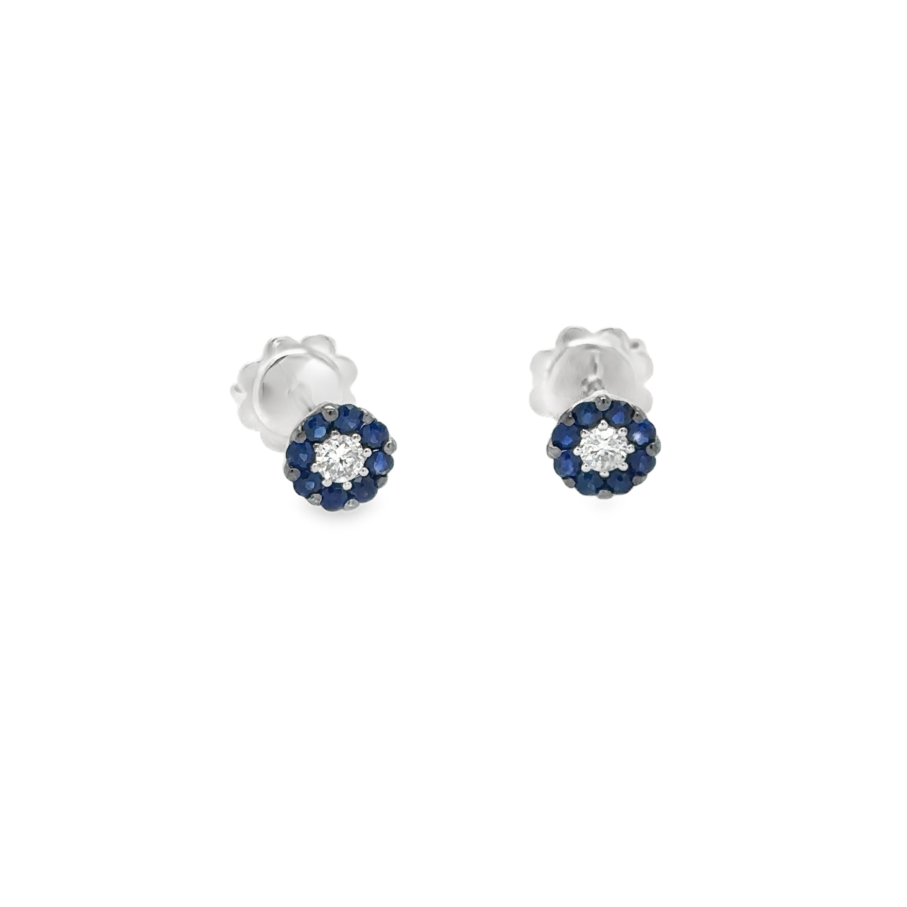 Aretes de Diamantes & Zafiro en Oro Blanco de 18K 0.42ct