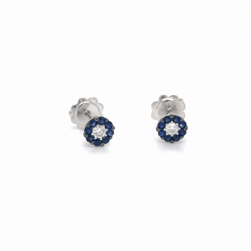 Aretes de Diamantes & Zafiro en Oro Blanco de 18K 0.42ct