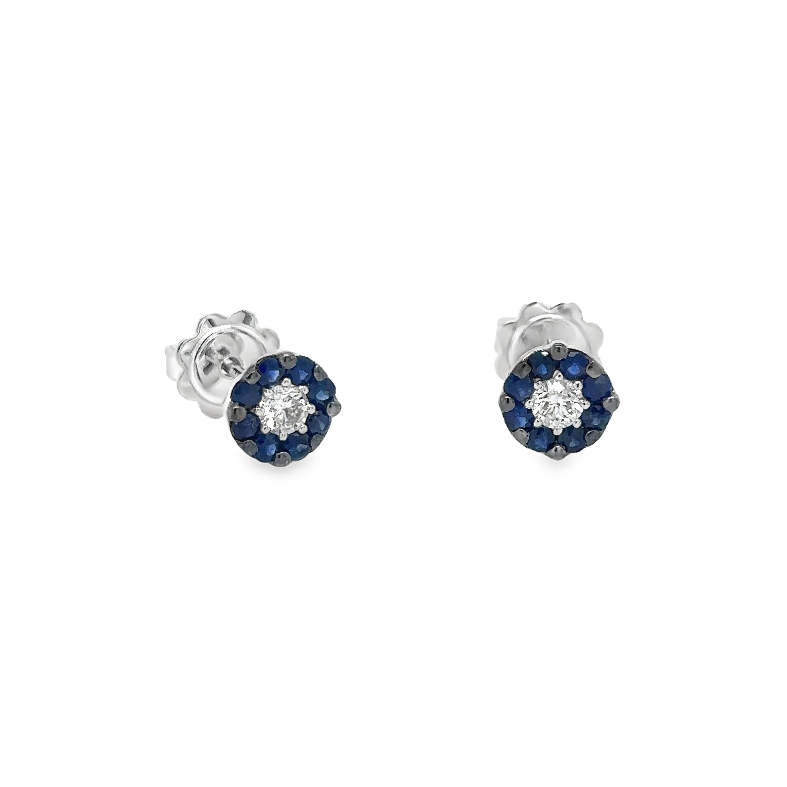 Aretes de Diamantes & Zafiro en Oro Blanco de 18K 0.65ct