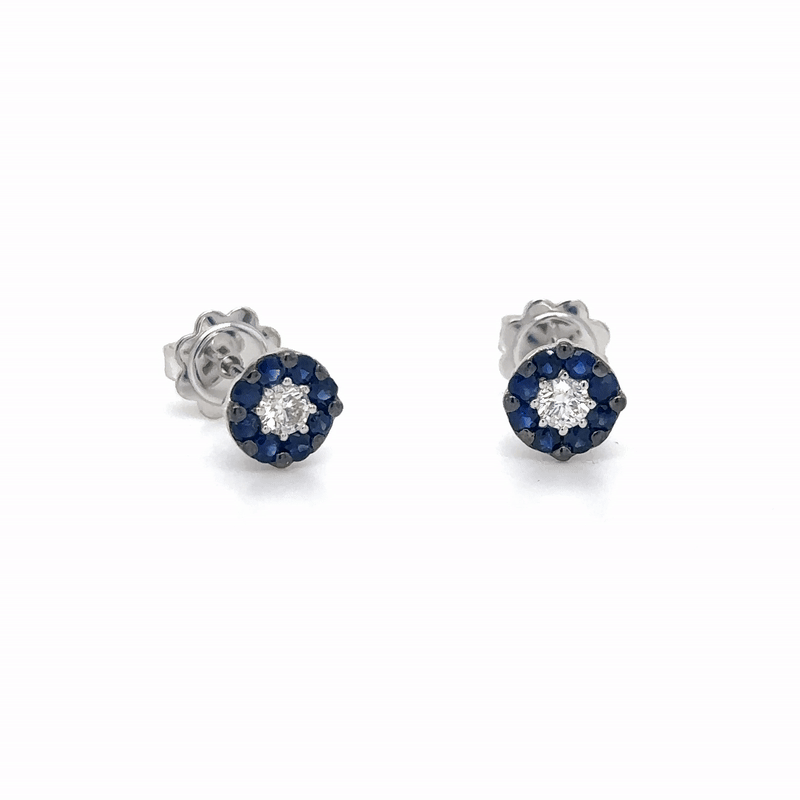 Aretes de Diamantes & Zafiro en Oro Blanco de 18K 0.65ct