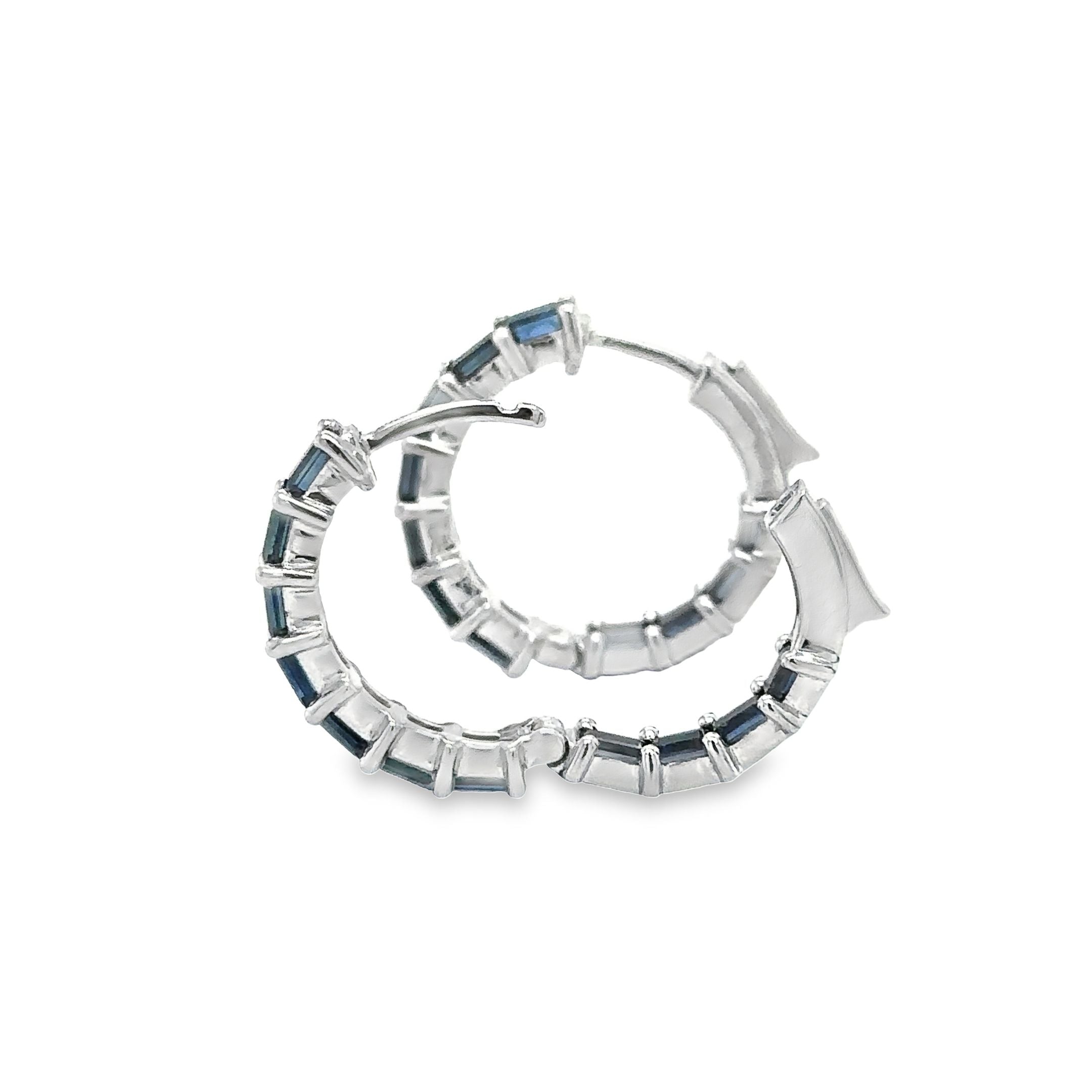 Pendiente De Aro De Zafiro De Oro Blanco De 14Kt 2.41 Ct.