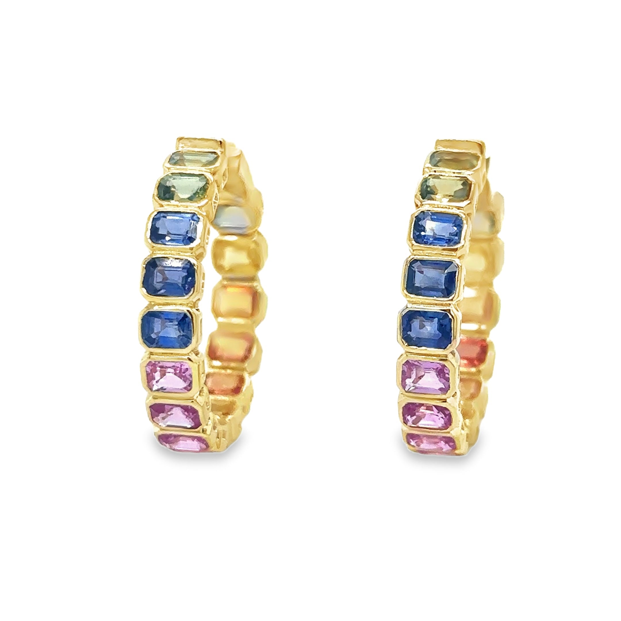 Pendiente De Aro De Zafiro Múltiple De Oro Amarillo De 14K 7.24 Ct.
