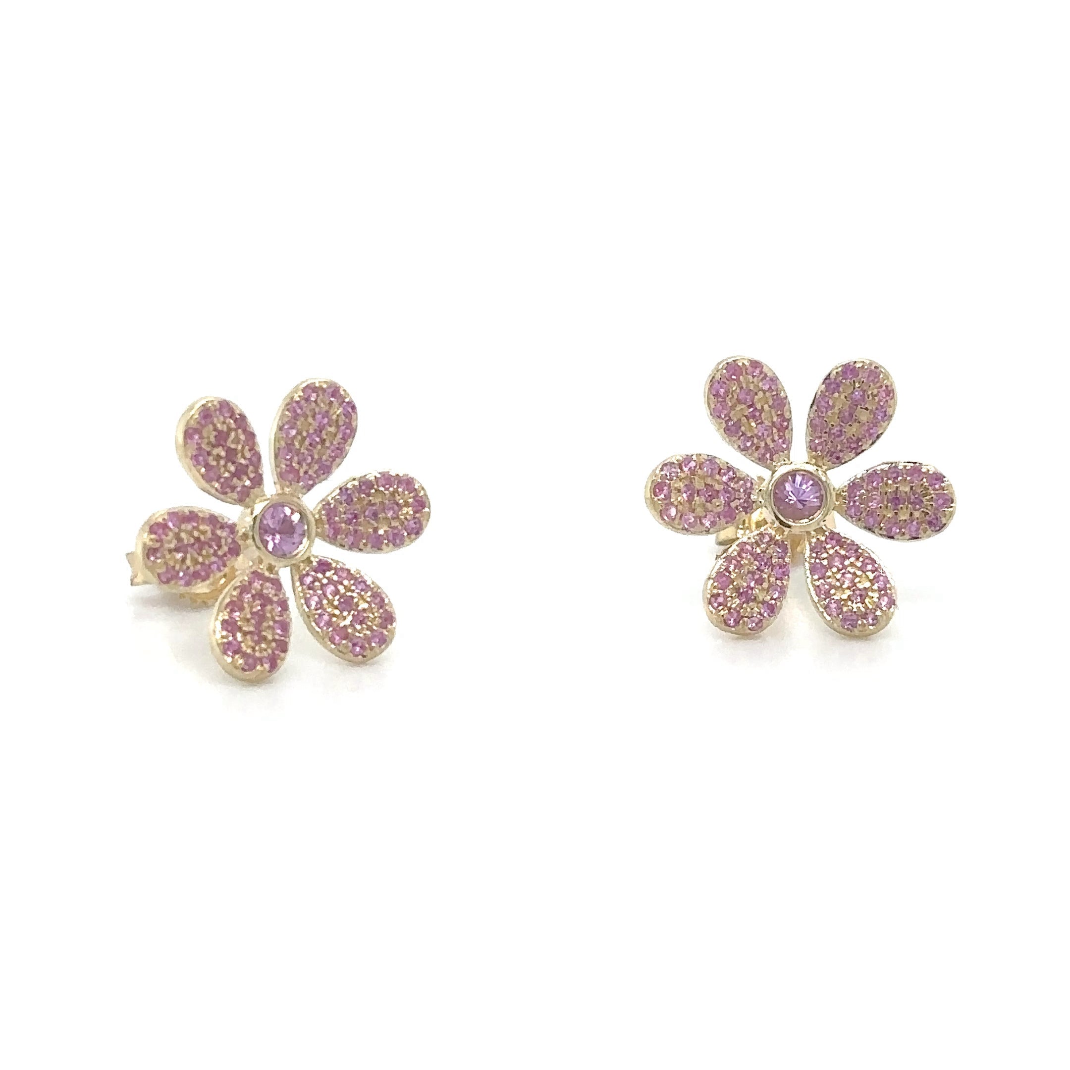 Aretes de Zafiro Rosa & Zafiro en Oro 2 tone de 14K 0.57ct