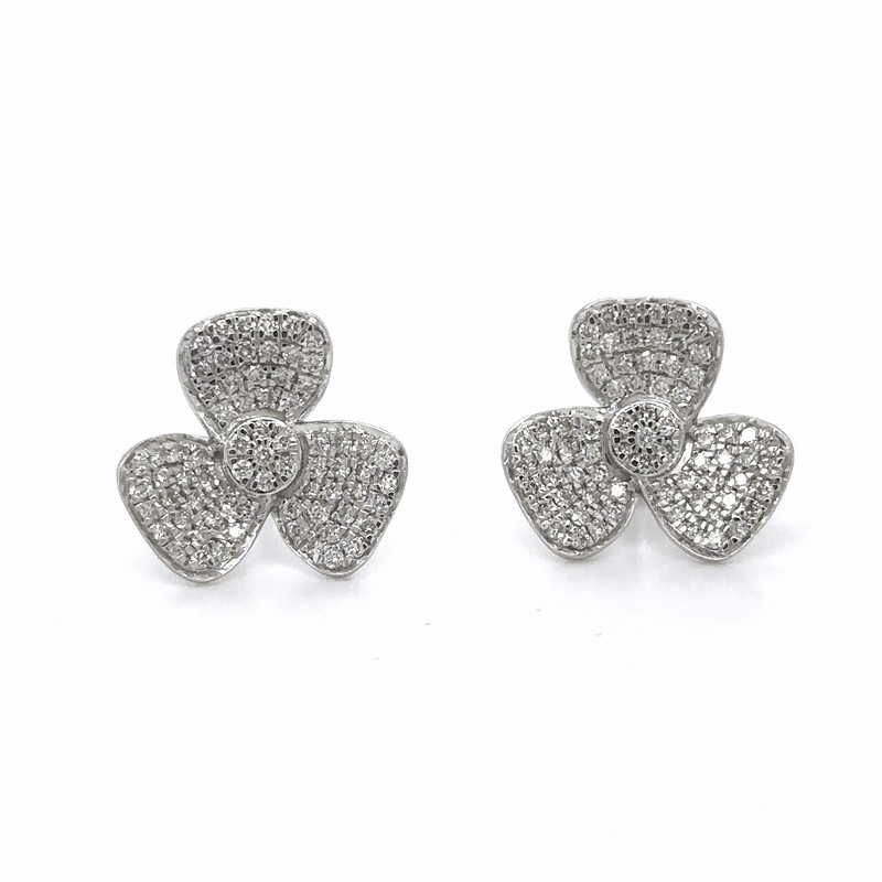 Pendiente De Flor De Diamante De Oro Blanco De 14Kt 0.83 Ct.