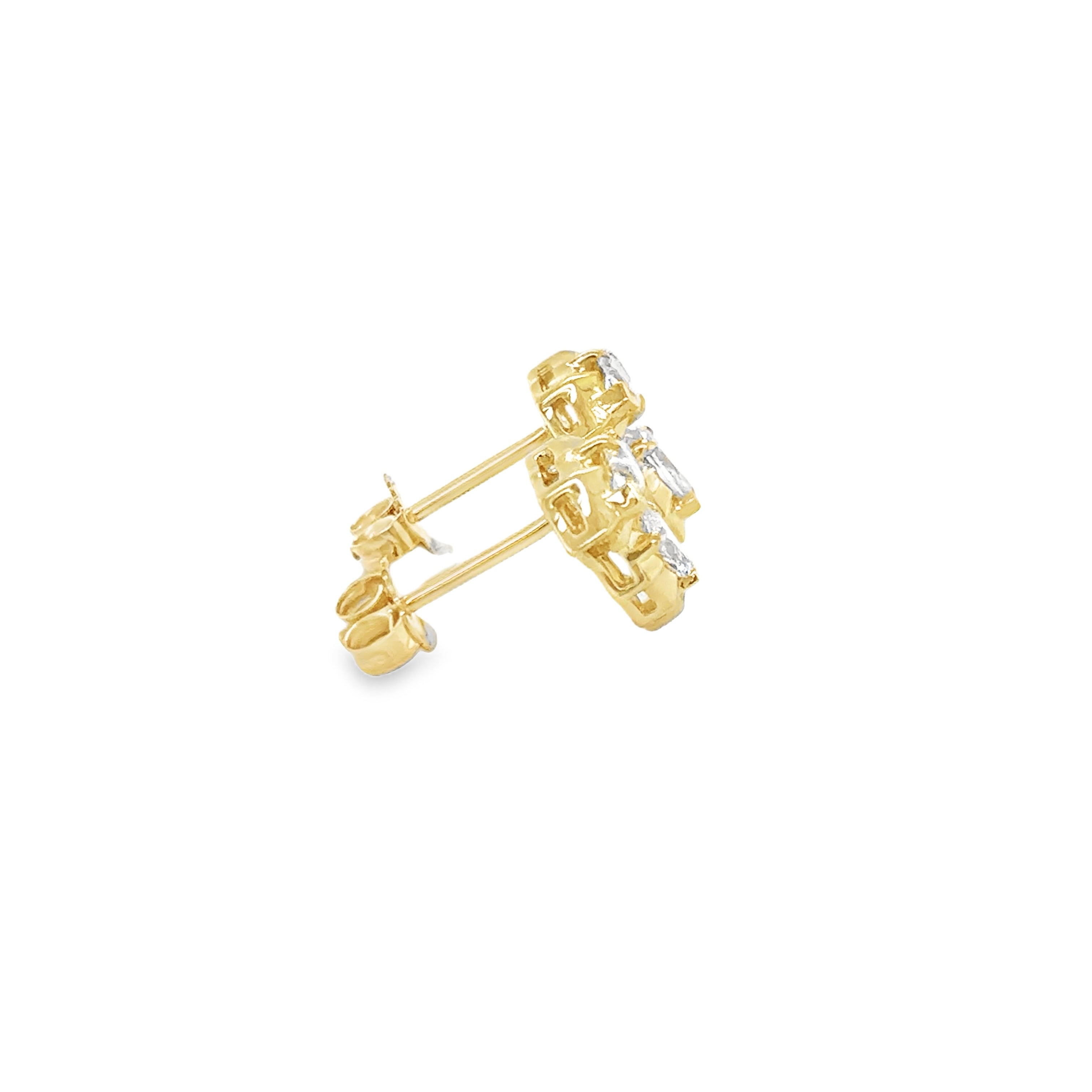 Pendiente De Diamantes En Forma De Pera Y Marquesa De Oro Amarillo De 14 K