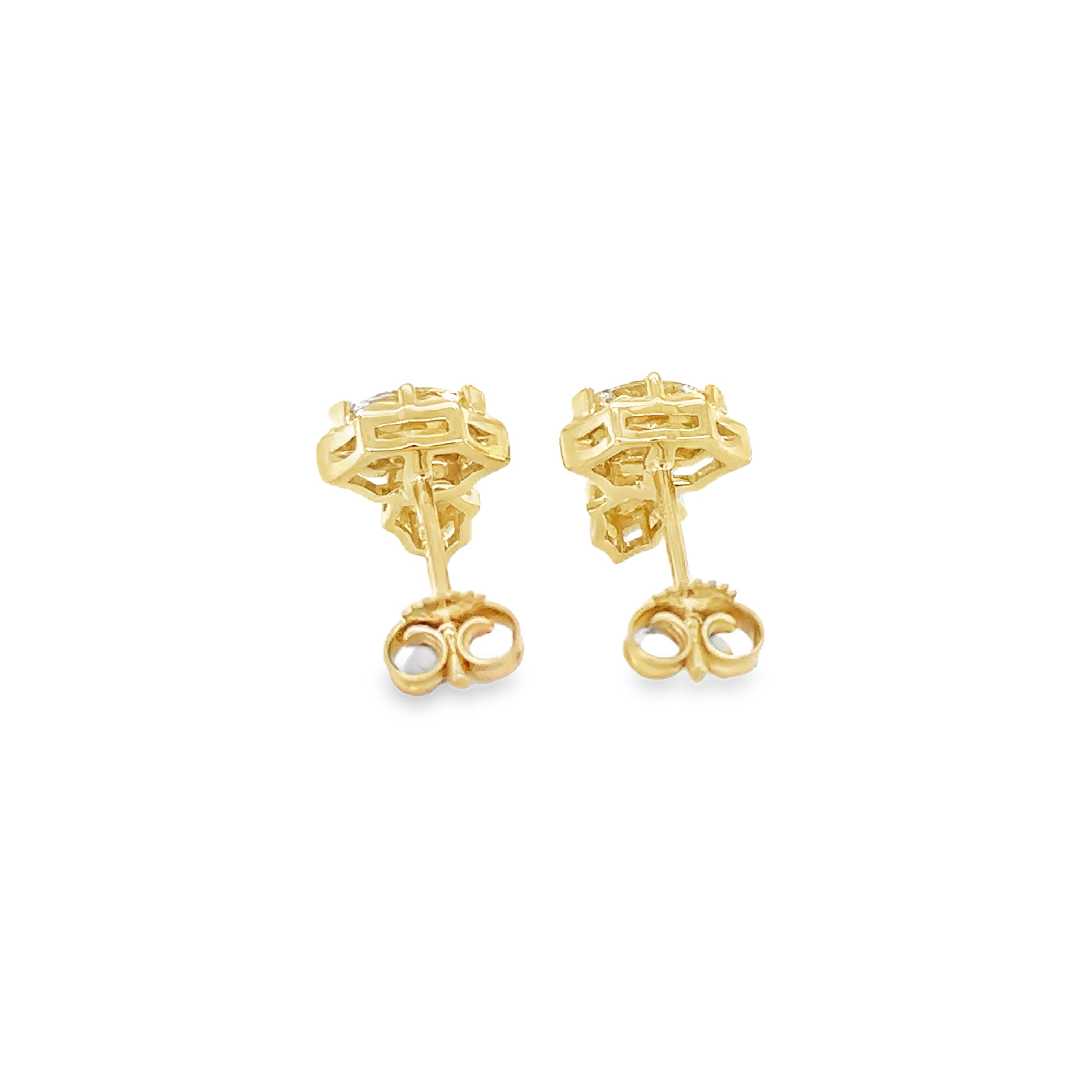 Pendiente De Diamantes En Forma De Pera Y Marquesa De Oro Amarillo De 14 K