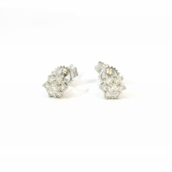 Aretes De Estrella De Diamantes De Oro Blanco De 14 Kt 0.16 Ct.