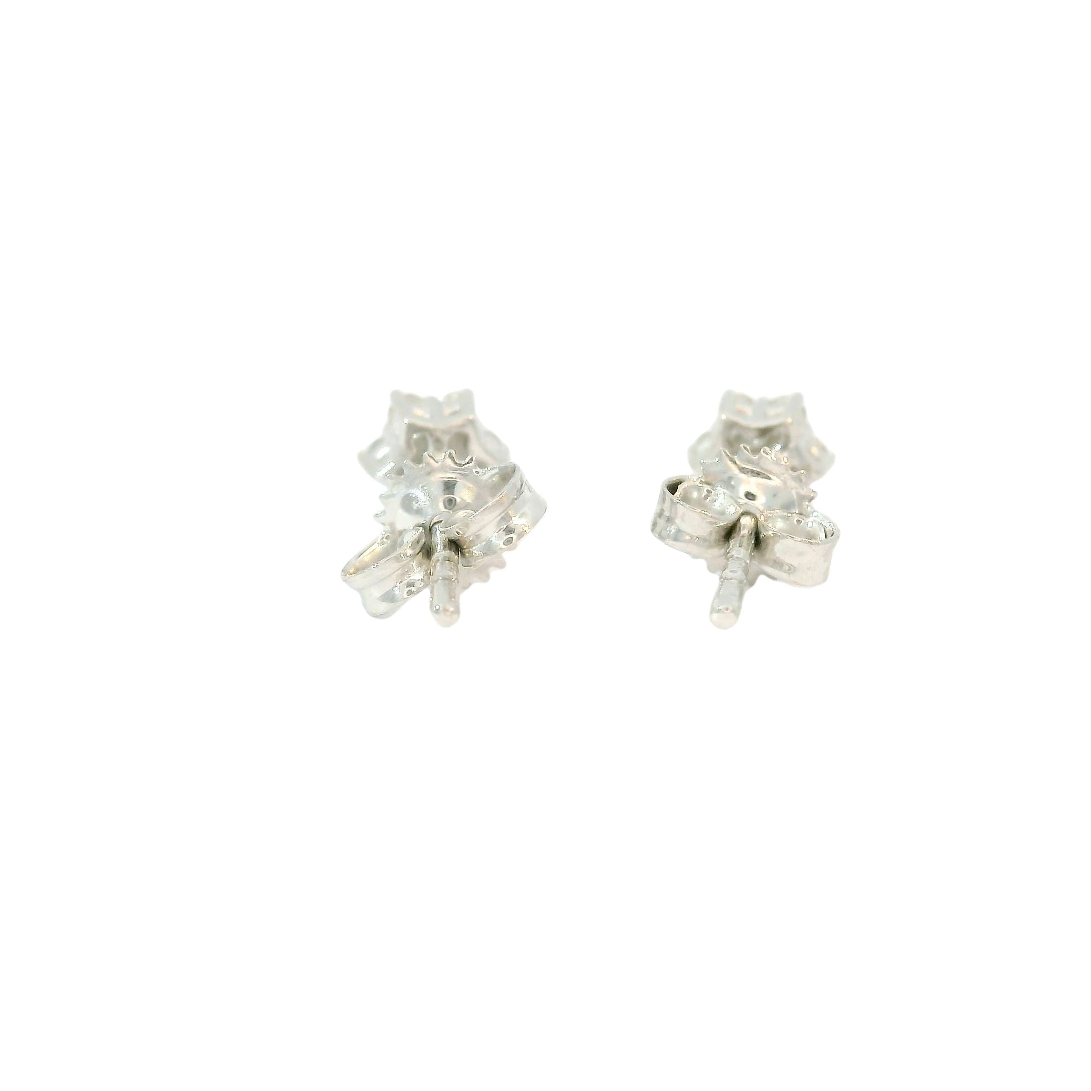 Aretes De Estrella De Diamantes De Oro Blanco De 14 Kt 0.16 Ct.