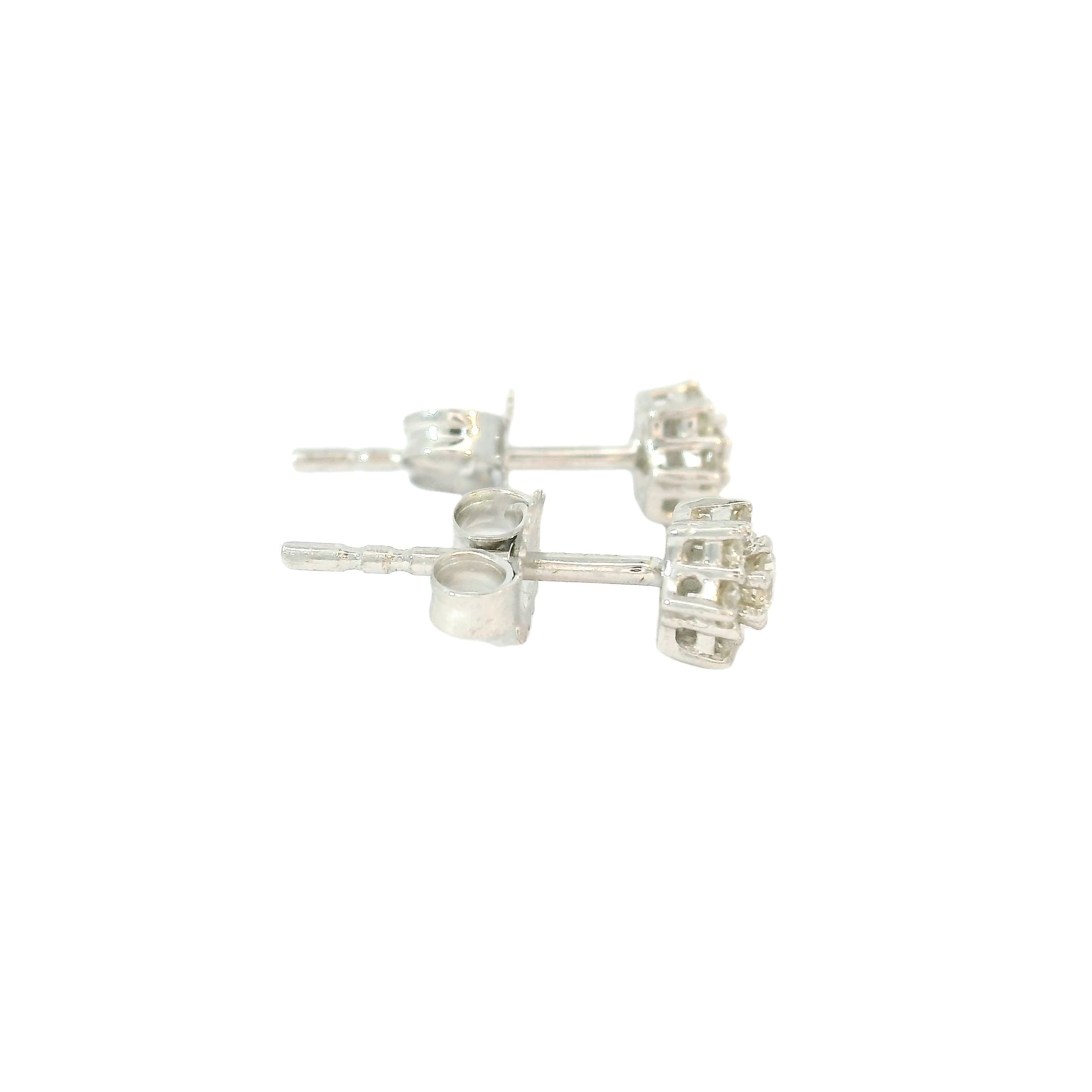 Aretes De Estrella De Diamantes De Oro Blanco De 14 Kt 0.16 Ct.