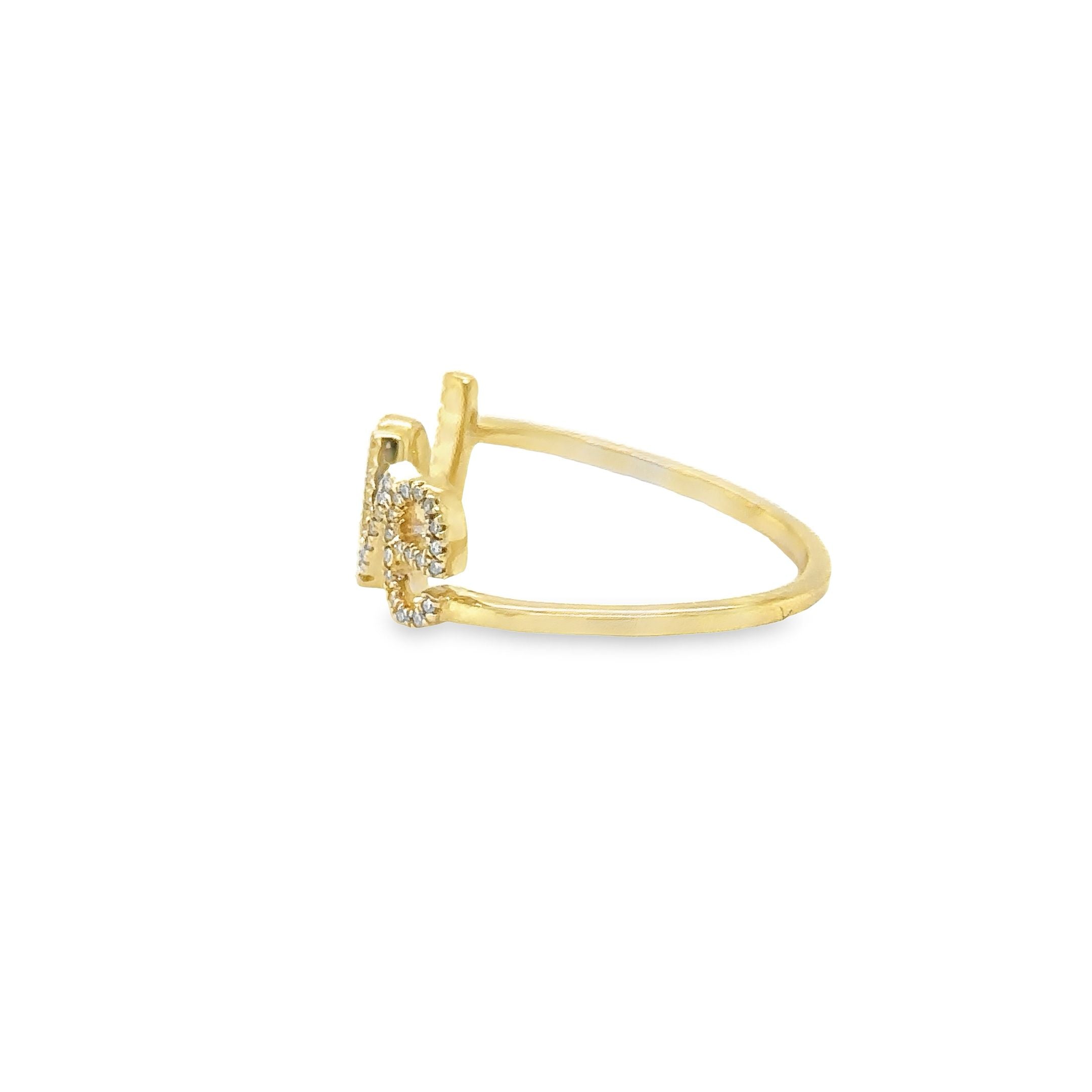 Anillo Love De Oro Amarillo De 14K 0.08 Ct.