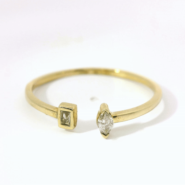 Anillo De Diamantes De Oro Amarillo De 14K 0.1 Ct.