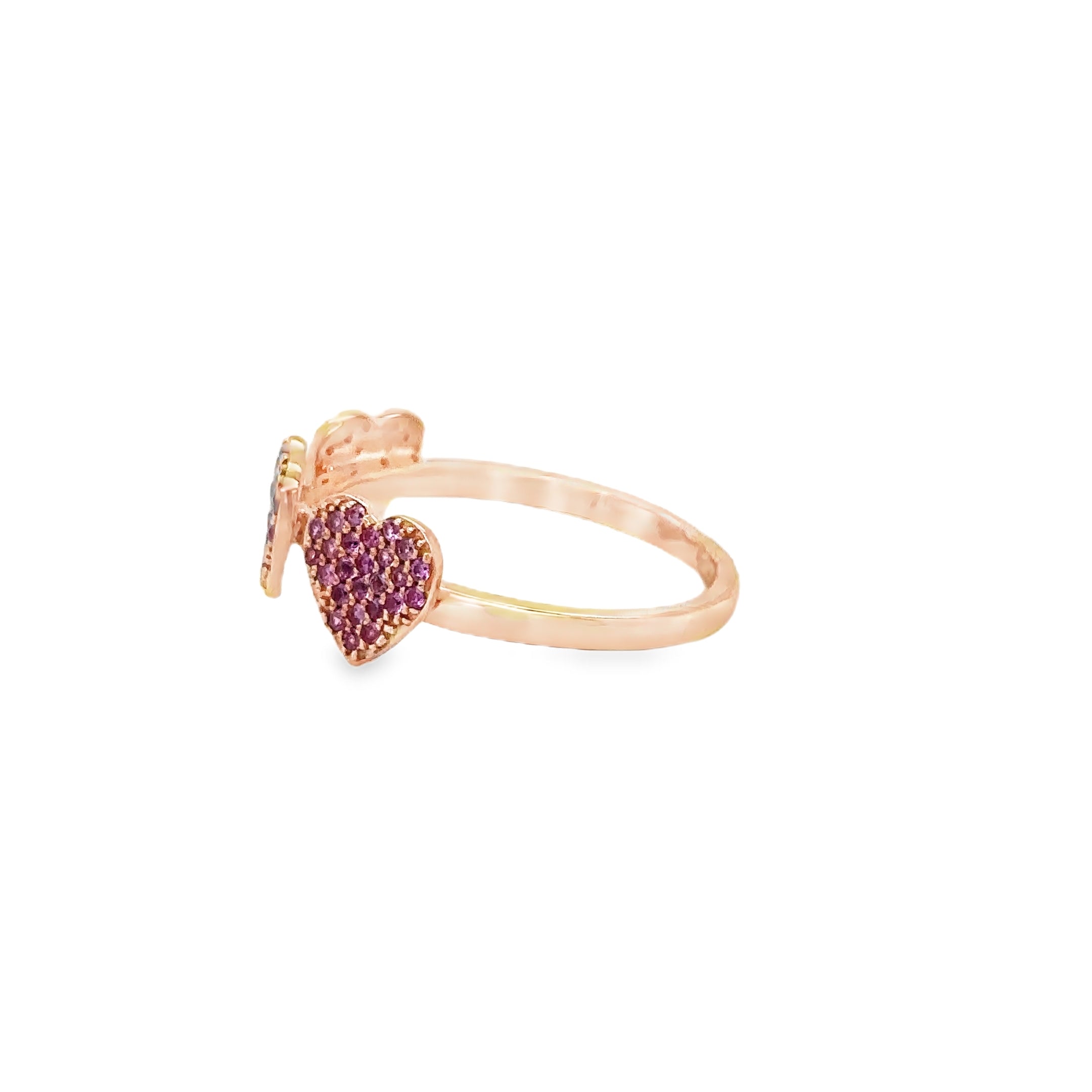 Anillo Corazón De Zafiro Rosa De Oro Rosa De 14 Kt