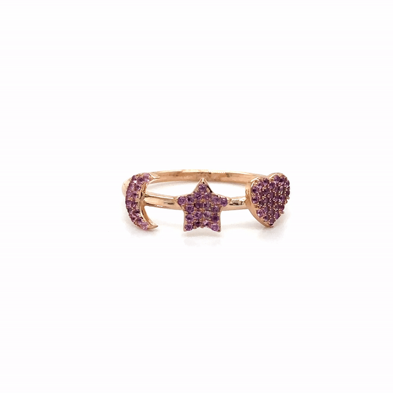 Anillo De Oro Rosa De 14 Quilates Zafiro Rosa 0.25 Ct.
