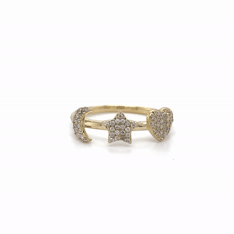 Anillo De Diamantes De Oro Amarillo De 14K 0.21 Ct.