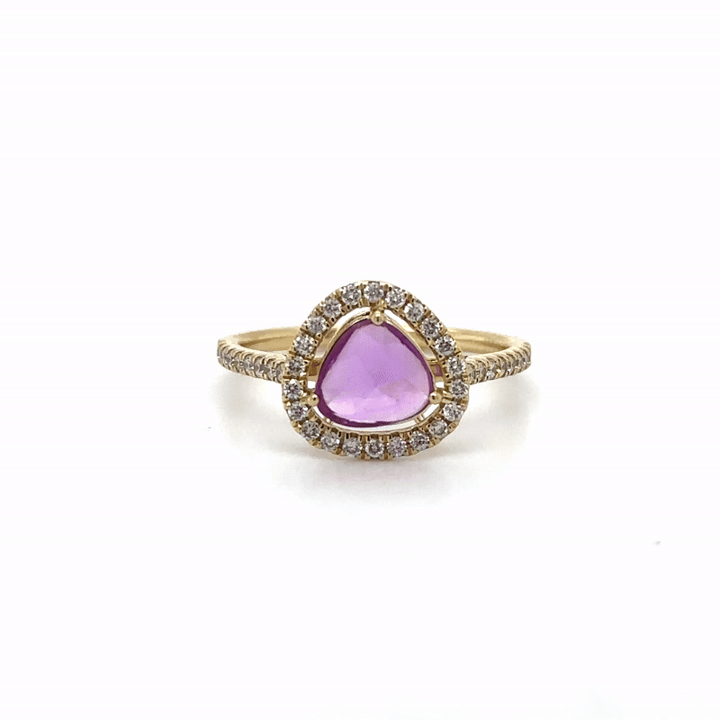 Anillo De Diamantes Y Zafiros Talla Rosa En Oro Amarillo De 14Kt 1.27 Ct.