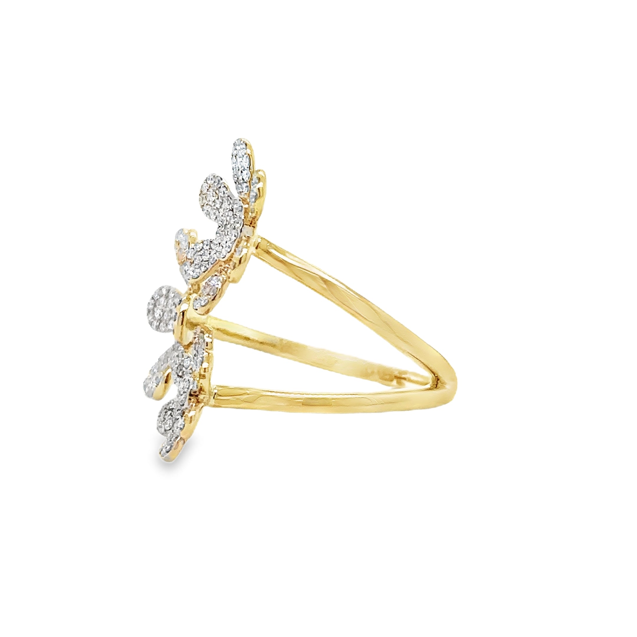 Anillo De Flor De Diamante De Oro Amarillo De 14Kt 0.63 Ct.