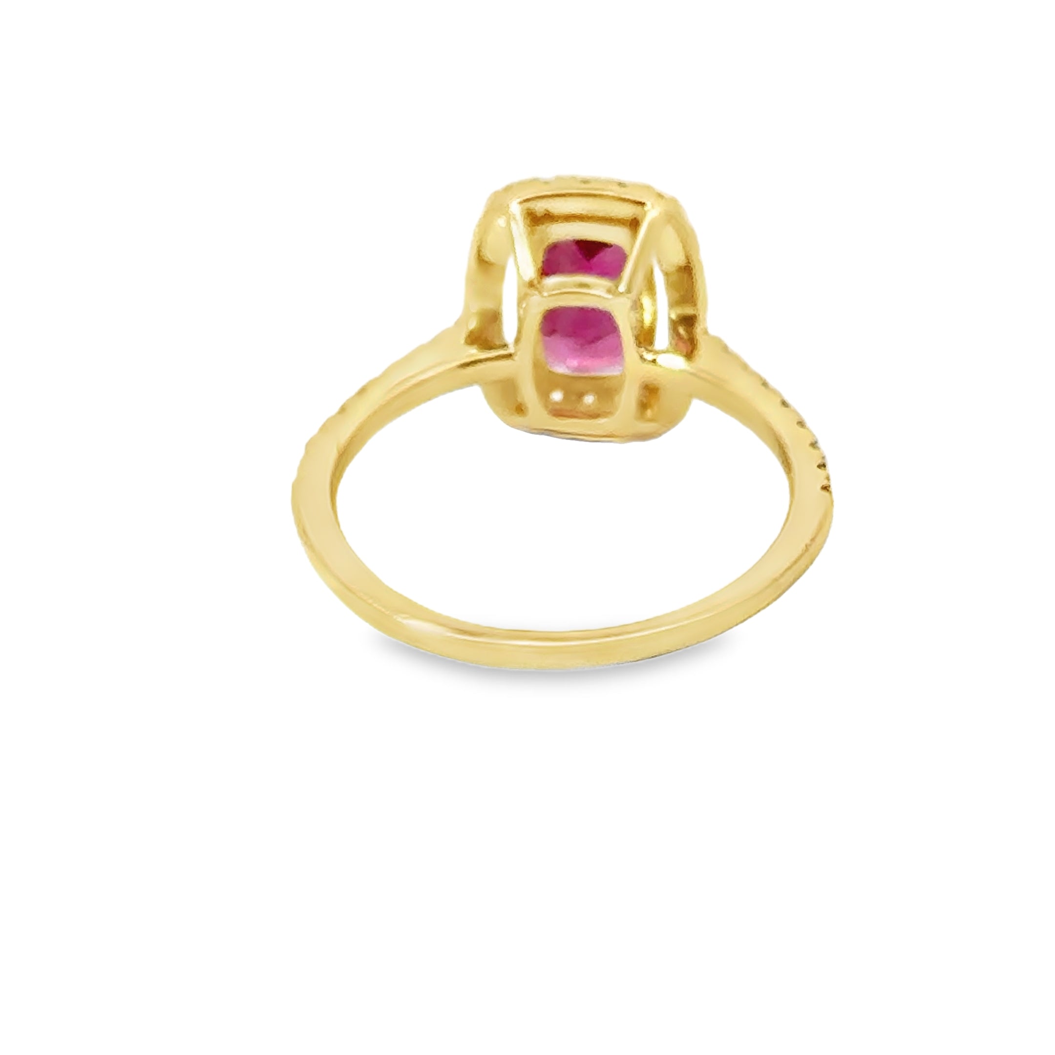 Anillo Oro Amarillo De 14 Quilates, Turmalina Rosa Y Diamantes 1.85 Ct.