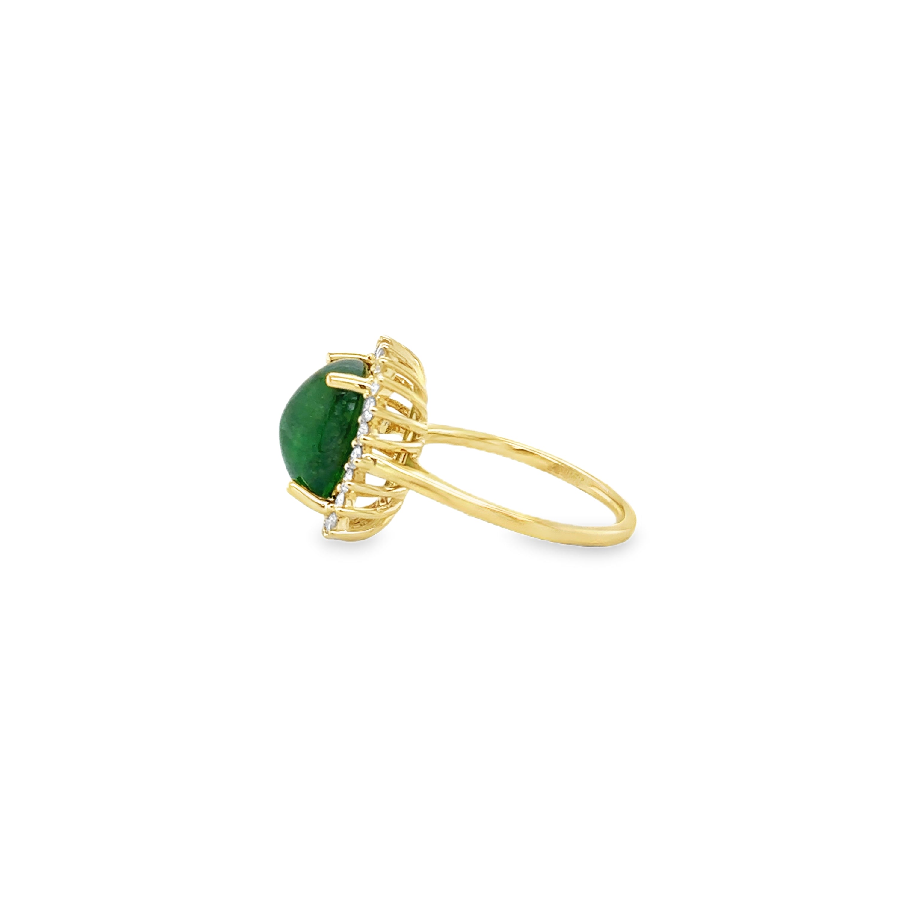 Anillo De Diamantes Y Tsavorita De Oro Amarillo De 14 Kt 0.5 Ct.