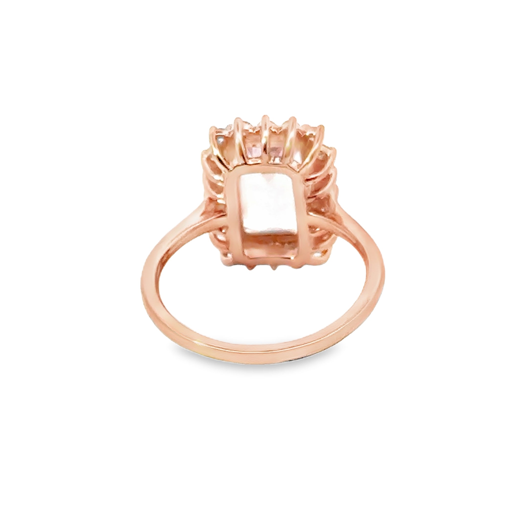 Anillo De Oro Rosa De 14 K Con Morganita Y Diamantes 3.3 Ct.