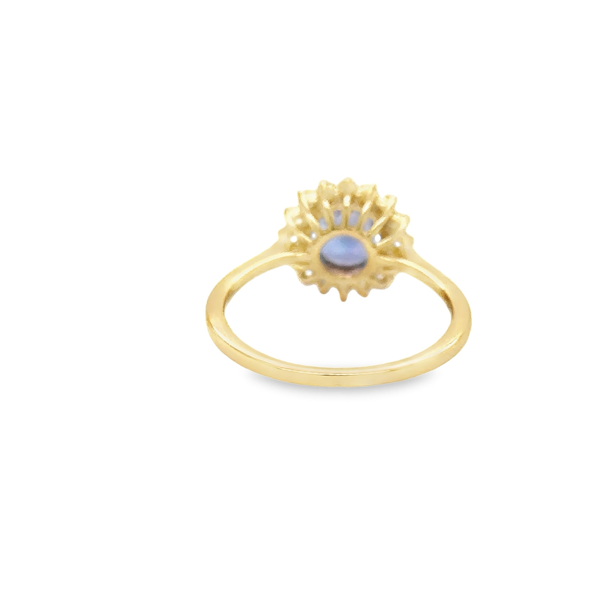 Anillo Redondo De Tanzanita De Oro Amarillo De 14 Quilates Con Diamantes 1.58 Ct.