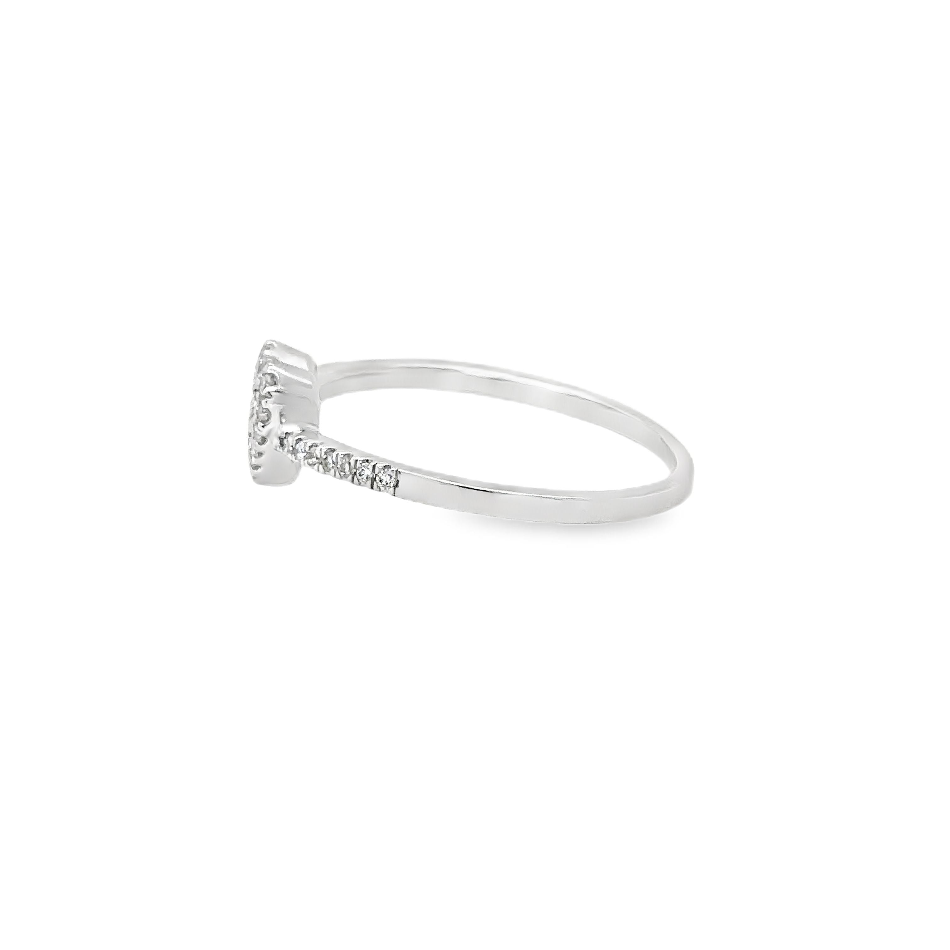 Anillo De Diamantes De Corazón Abierto De Oro Blanco De 14 Kt 0.15 Ct.