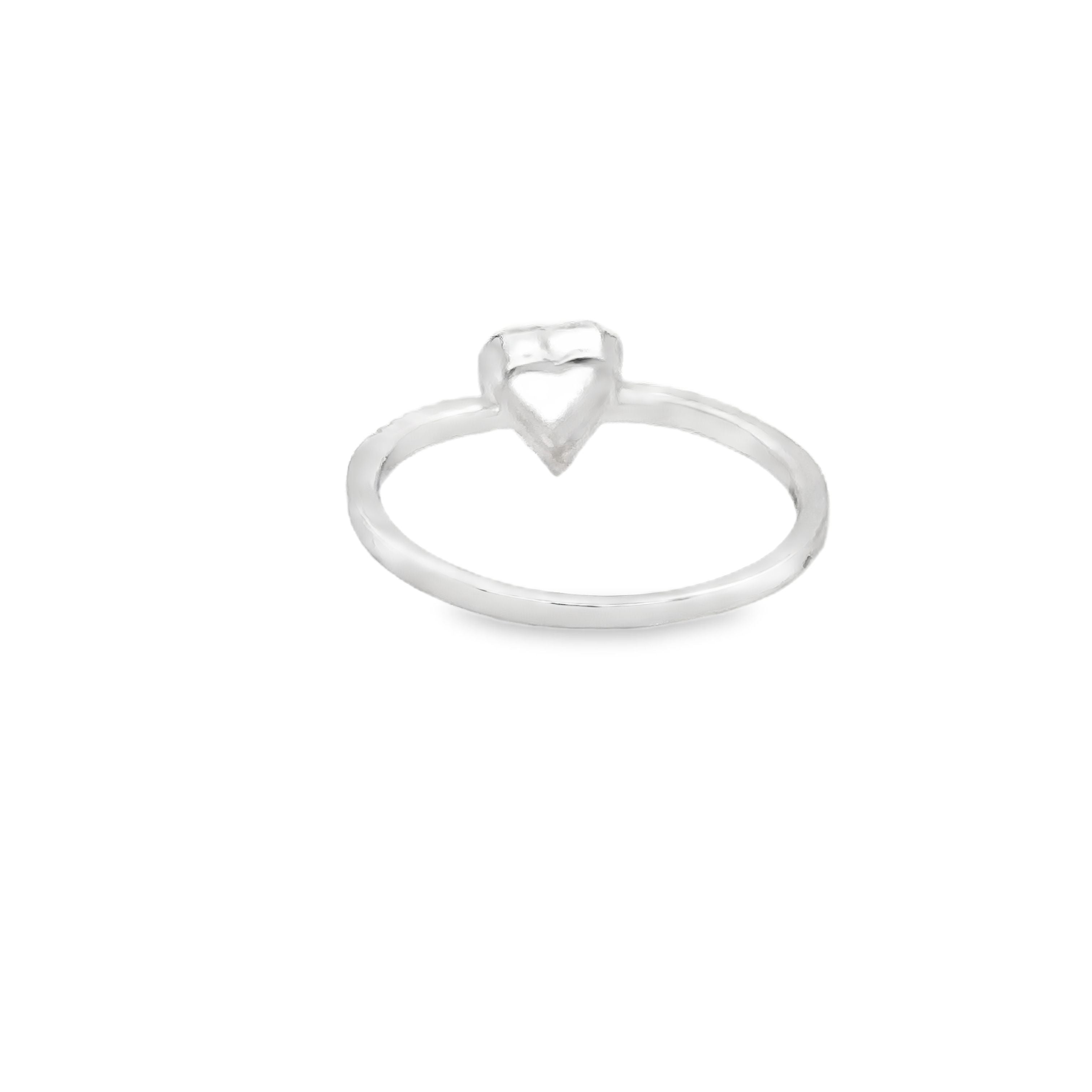 Anillo De Diamantes De Corazón Abierto De Oro Blanco De 14 Kt 0.15 Ct.