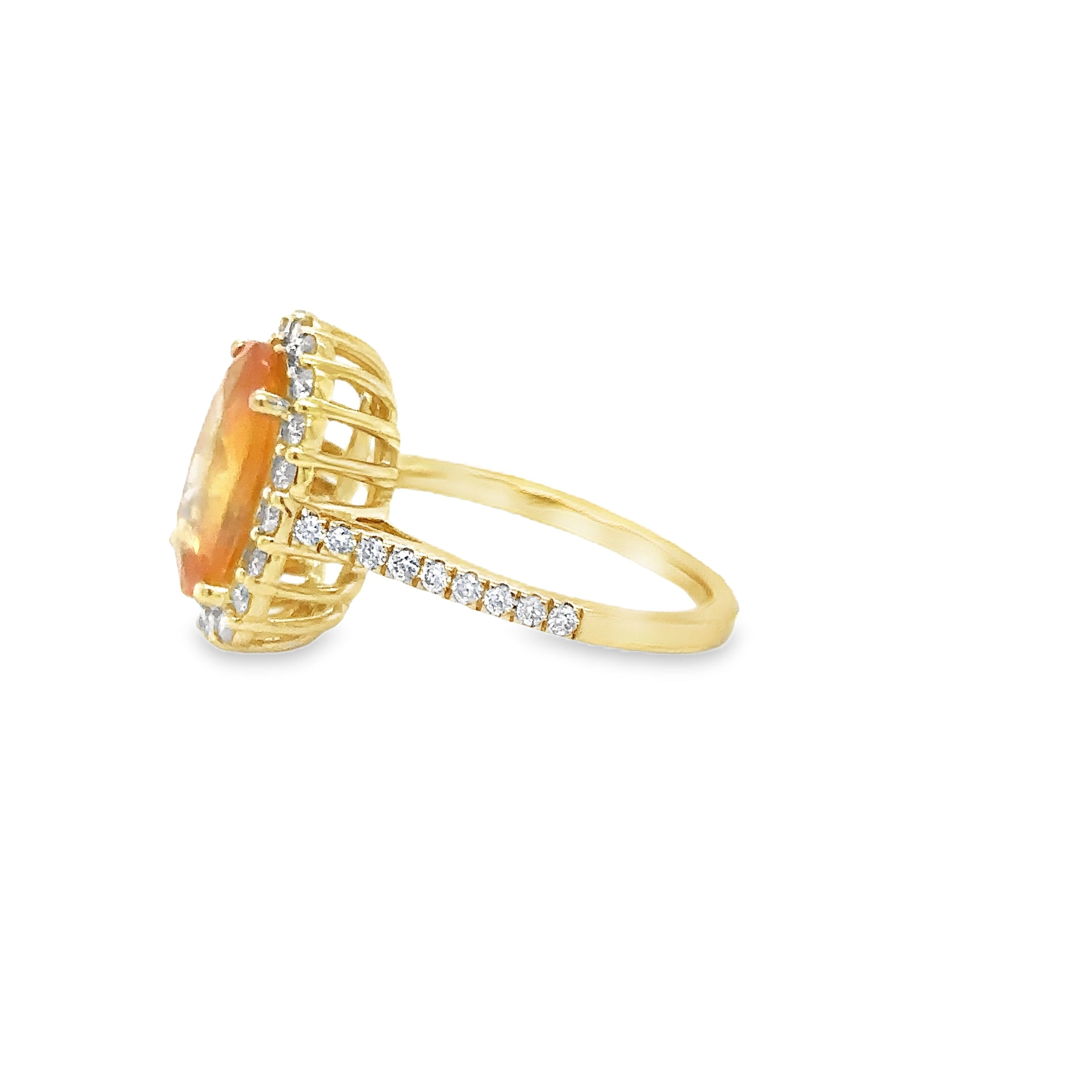 Anillo De Oro Amarillo De 14 Quilates Zafiro Amarillo Y Diamantes 4.53 Ct.