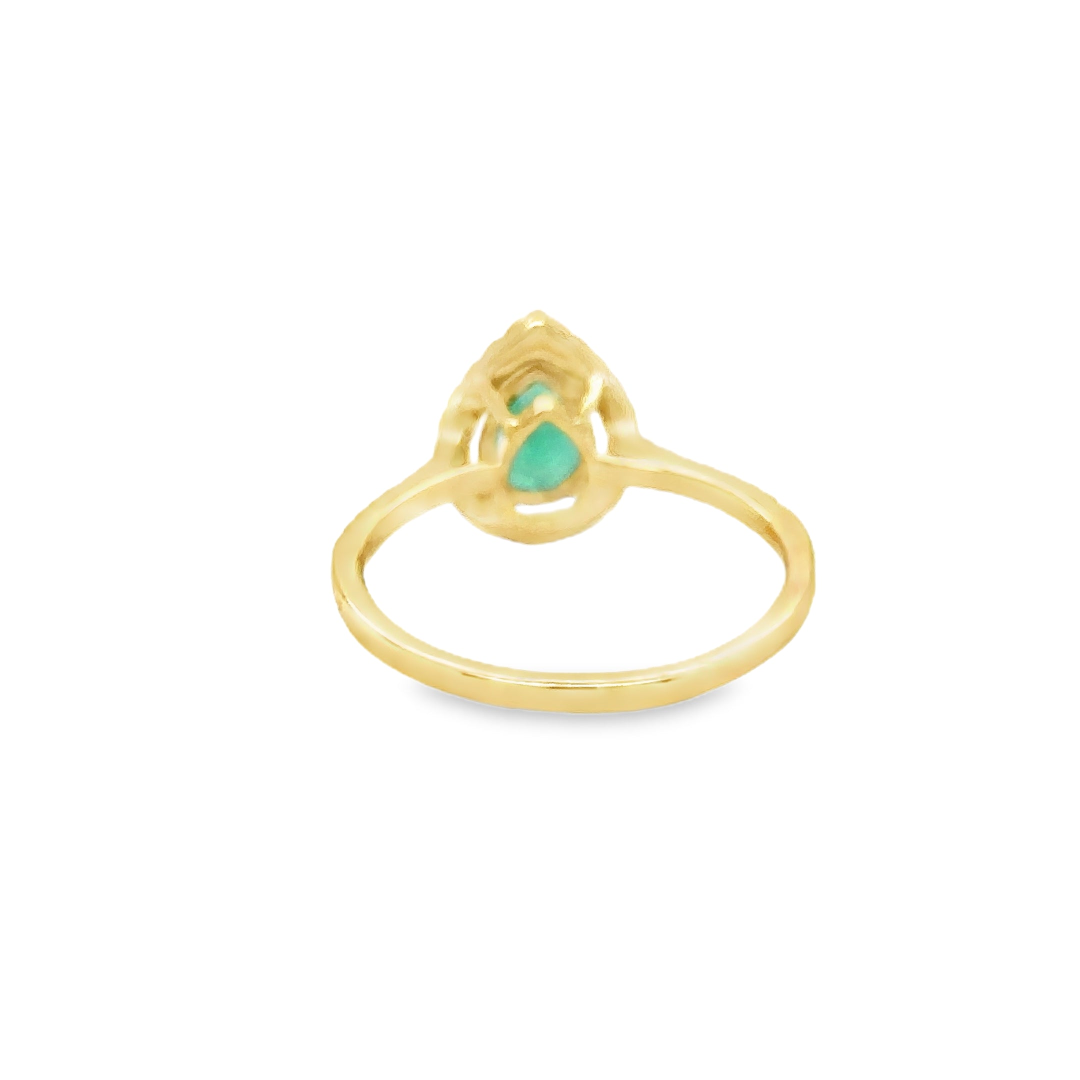 Anillo De Oro Amarillo De 14K Con Esmeraldas Y Diamantes 1.32 Ct.