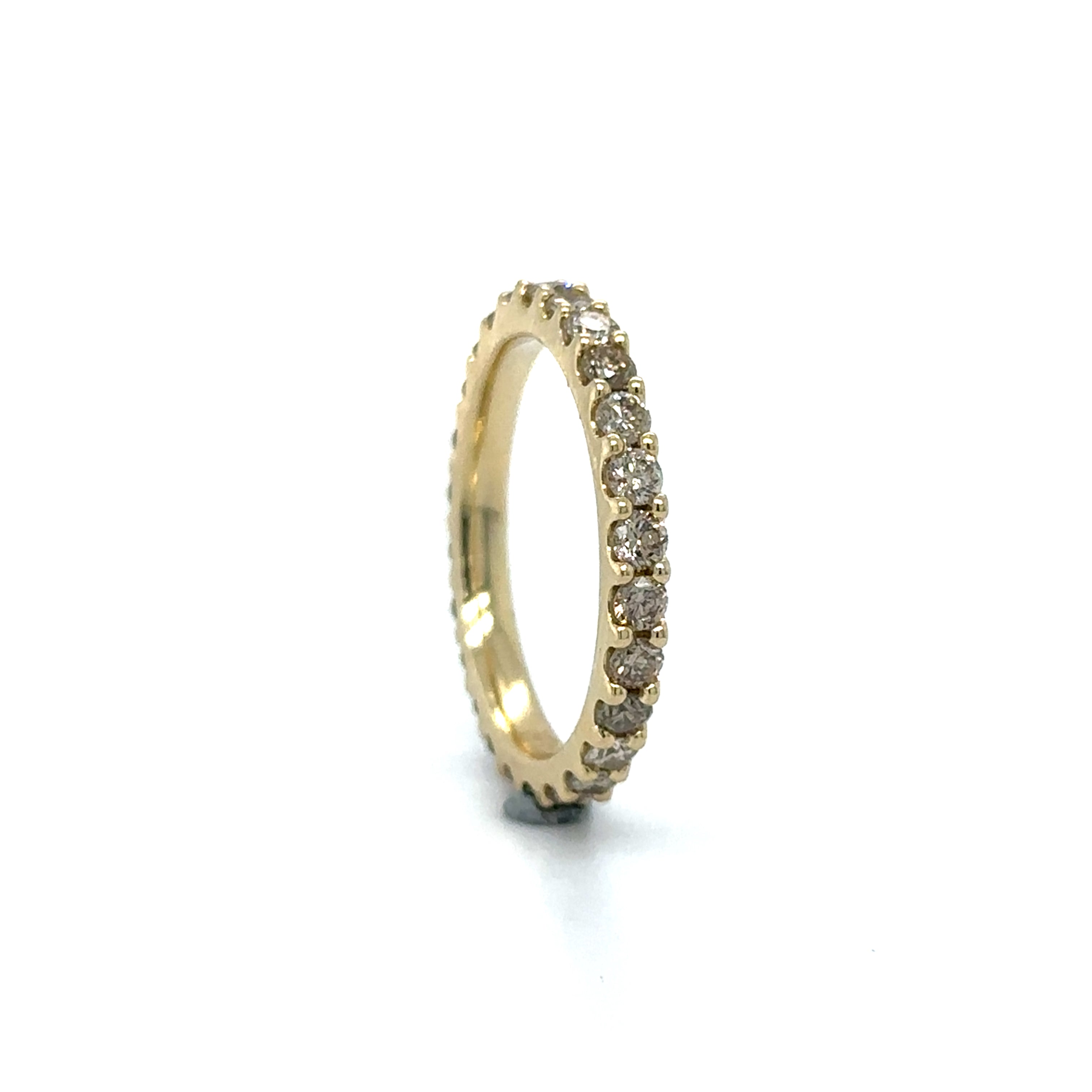 Banda De Eternidad De Diamantes Champán De Oro Amarillo De 14K 1.48 Ct.