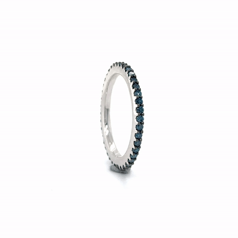 Banda De Eternidad De Diamantes Azules De Oro Blanco De 14Kt 0.48 Ct.