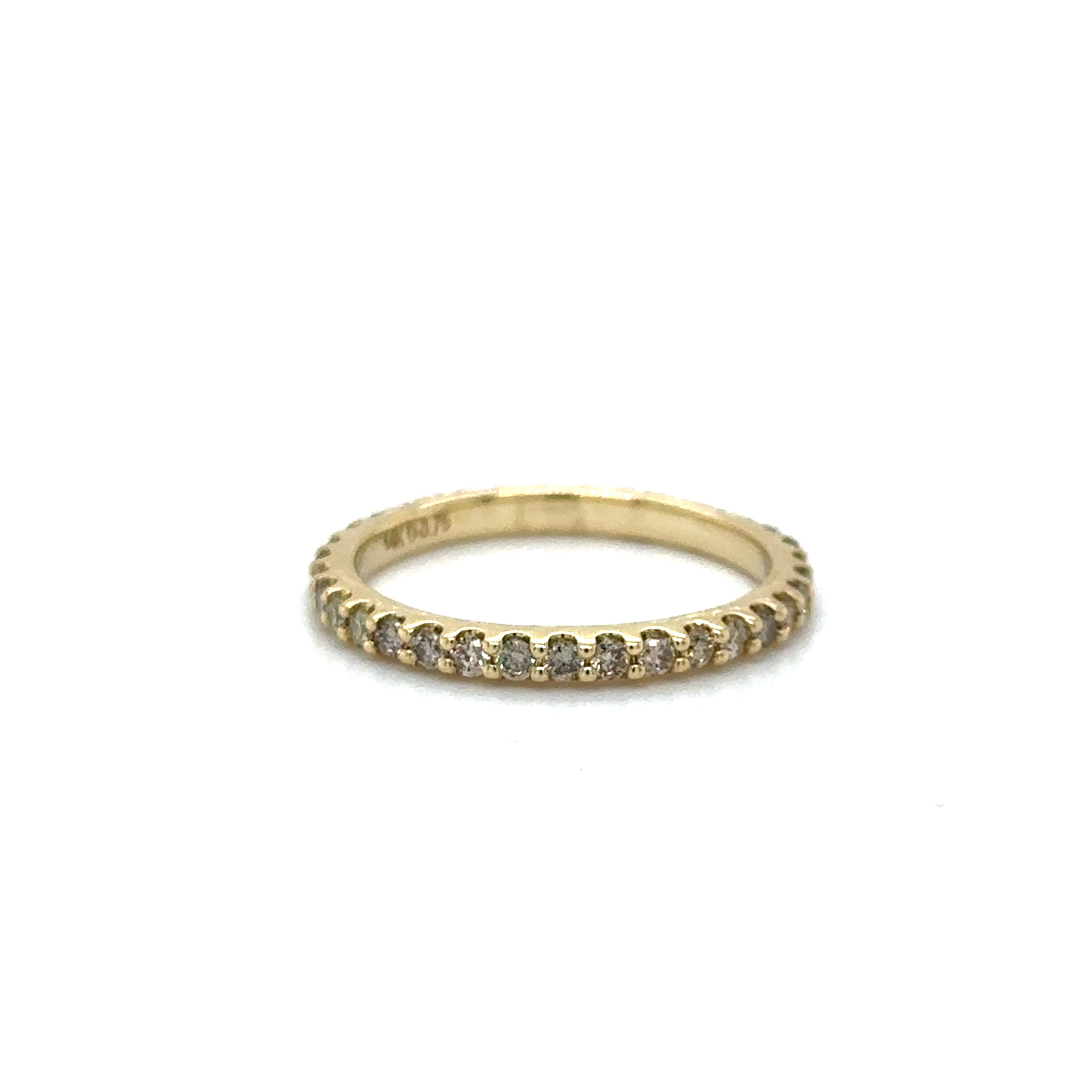 Banda De Eternidad De Diamantes Champán De Oro Amarillo De 14 Kt 0.75 Ct.