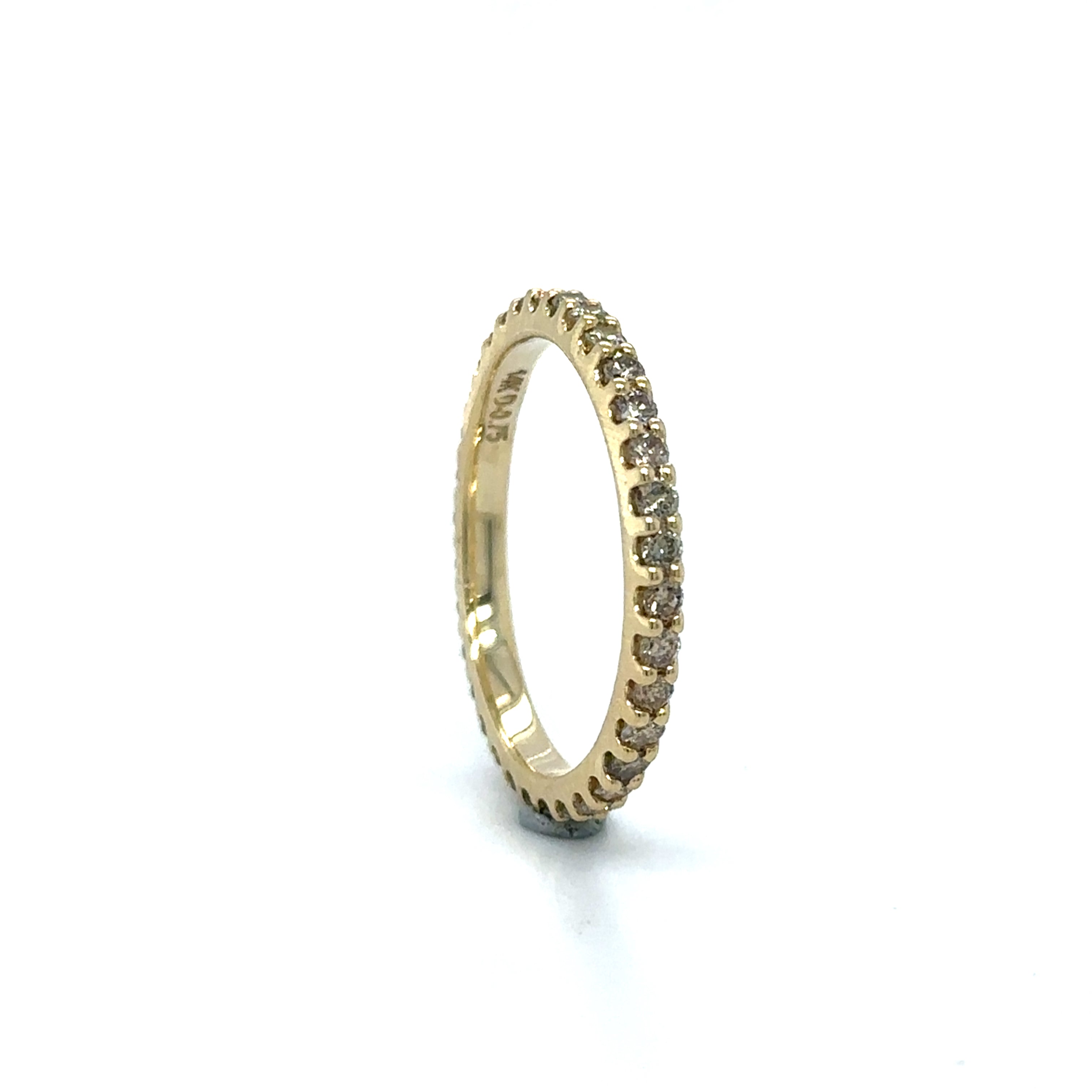 Banda De Eternidad De Diamantes Champán De Oro Amarillo De 14 Kt 0.75 Ct.