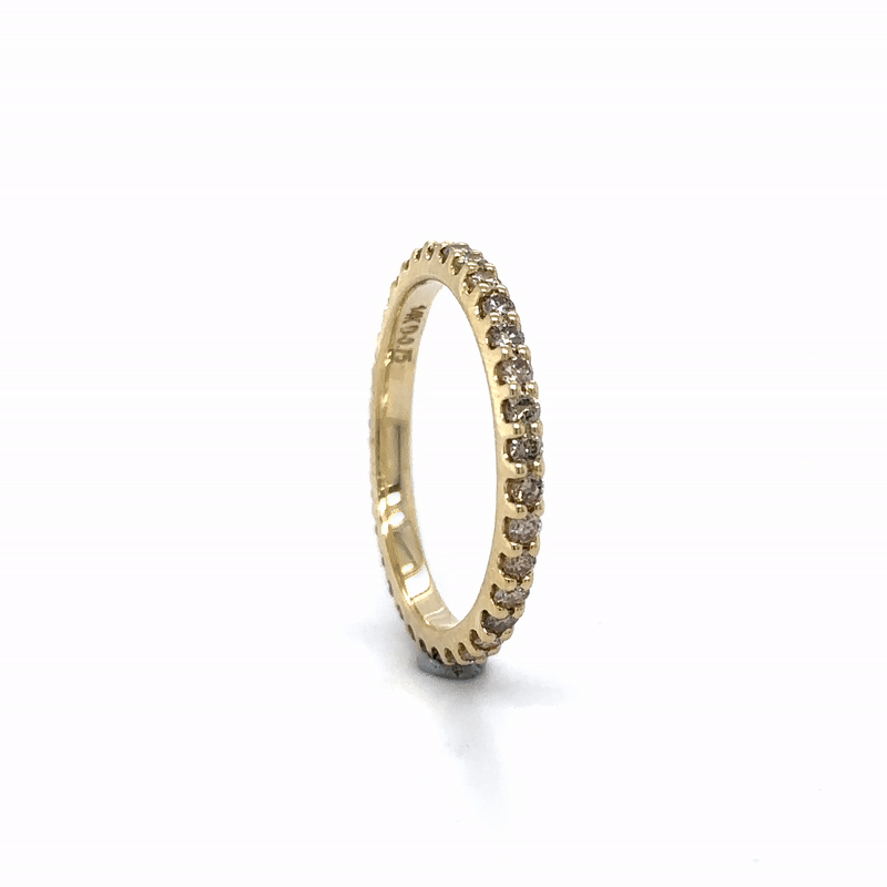 Banda De Eternidad De Diamantes Champán De Oro Amarillo De 14 Kt 0.75 Ct.