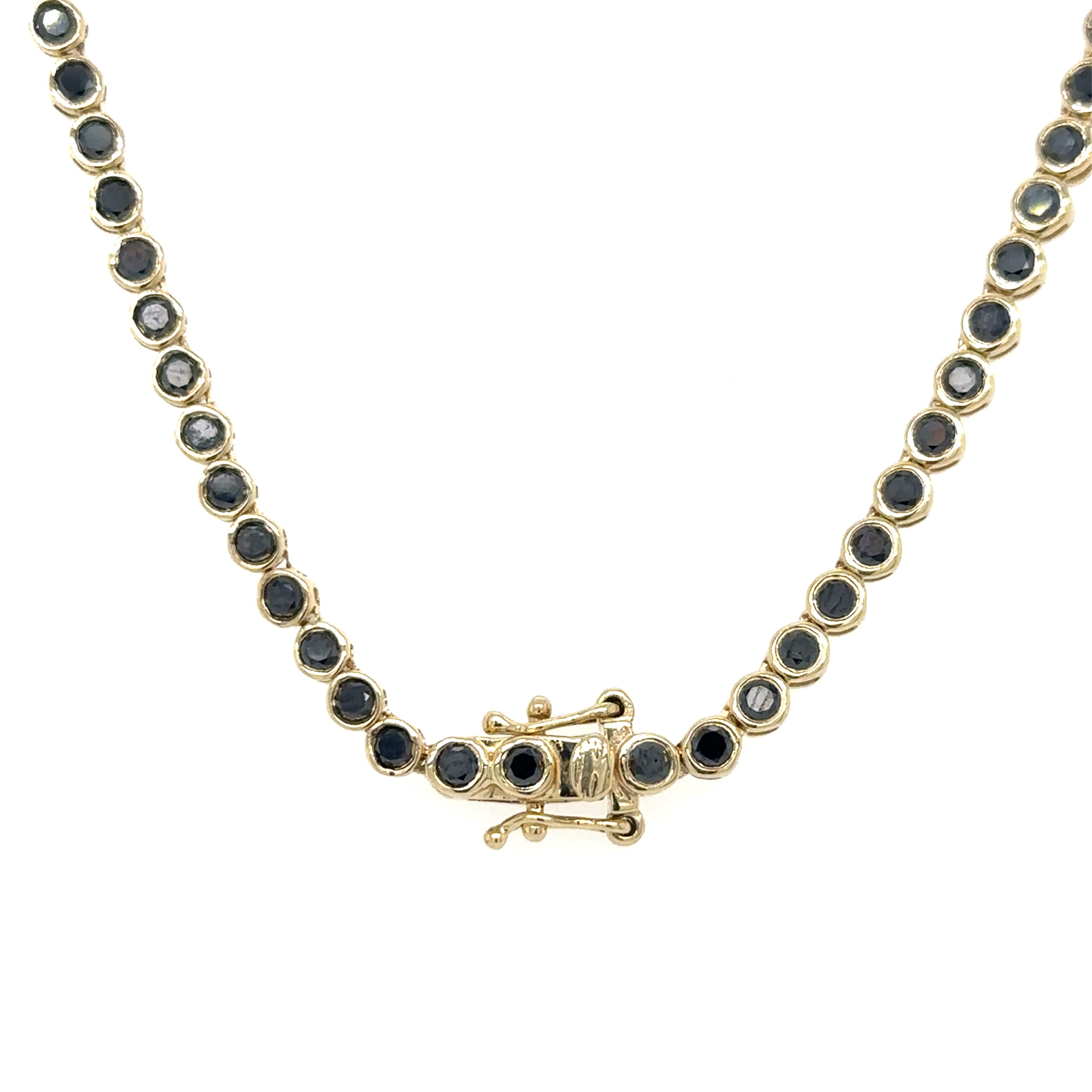 Collar De Tenis Con Bisel De Diamantes Negros En Oro Amarillo De 14 Kt 5.98 Ct.